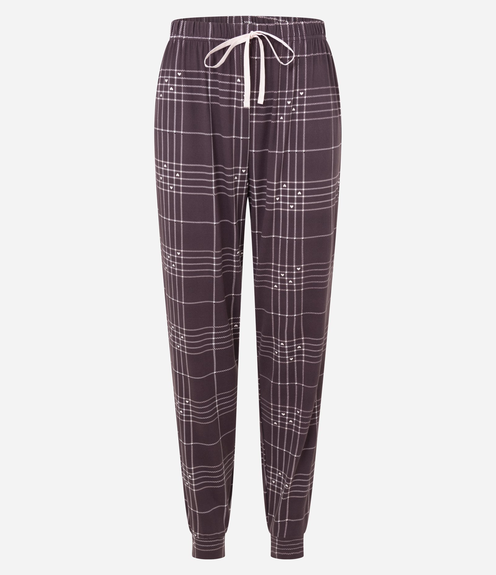 Calça de Pijama em Peach Touch com Estampa Xadrez Marrom 1