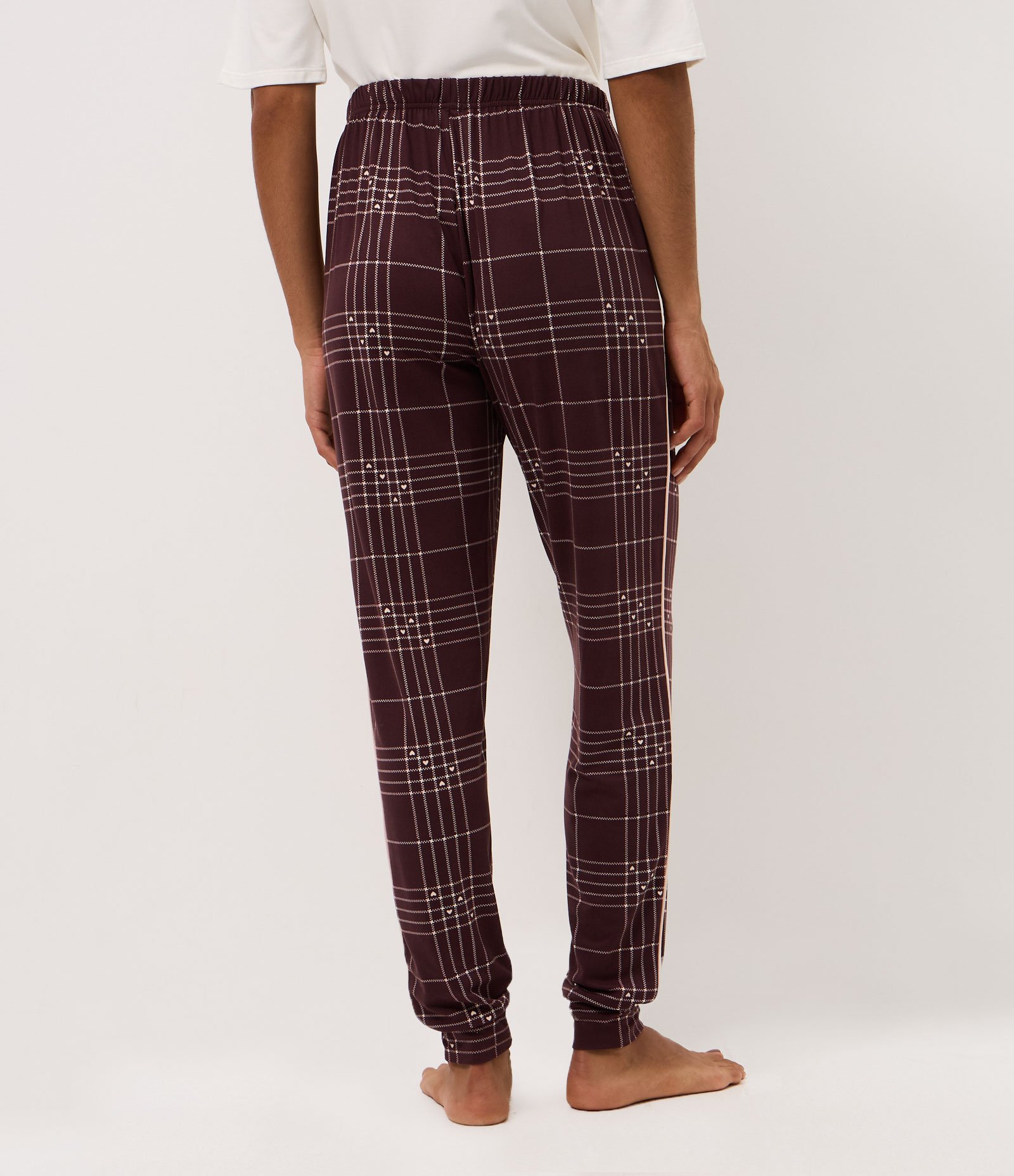 Calça de Pijama em Peach Touch com Estampa Xadrez Marrom 4