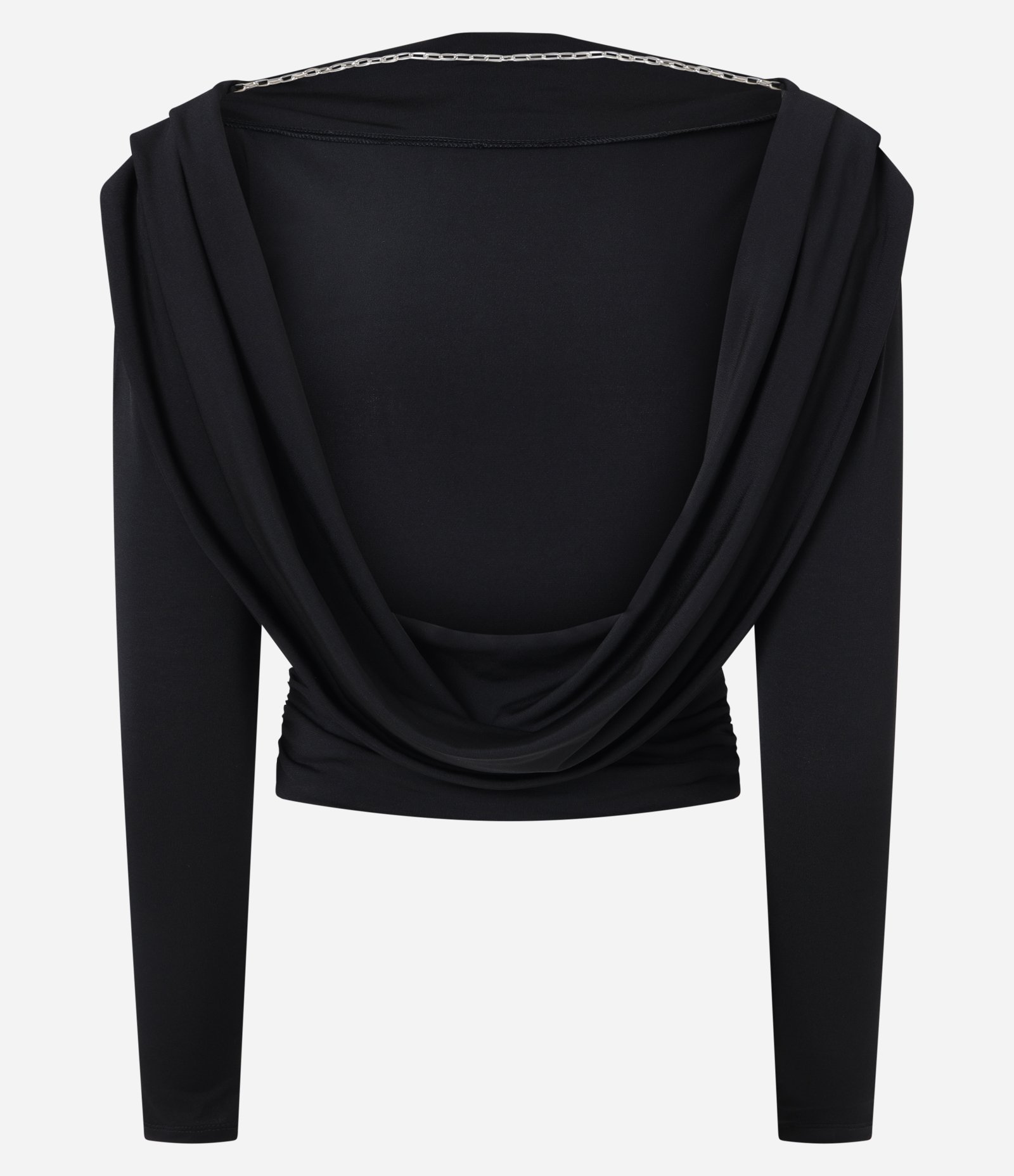 Blusa com Decote Degagê e Corrente nas Costas Preto 2
