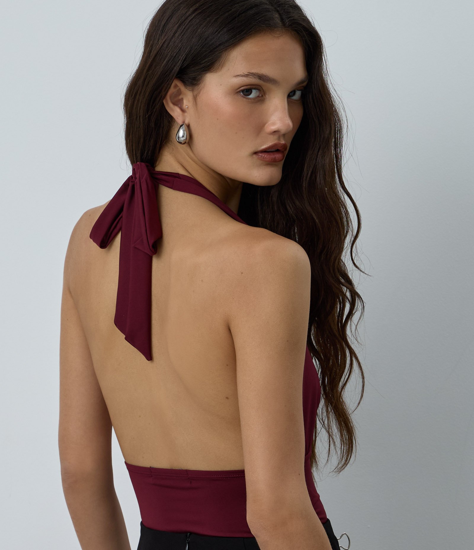 Body Frente Única em Microfibra com Amarração Vermelho 4