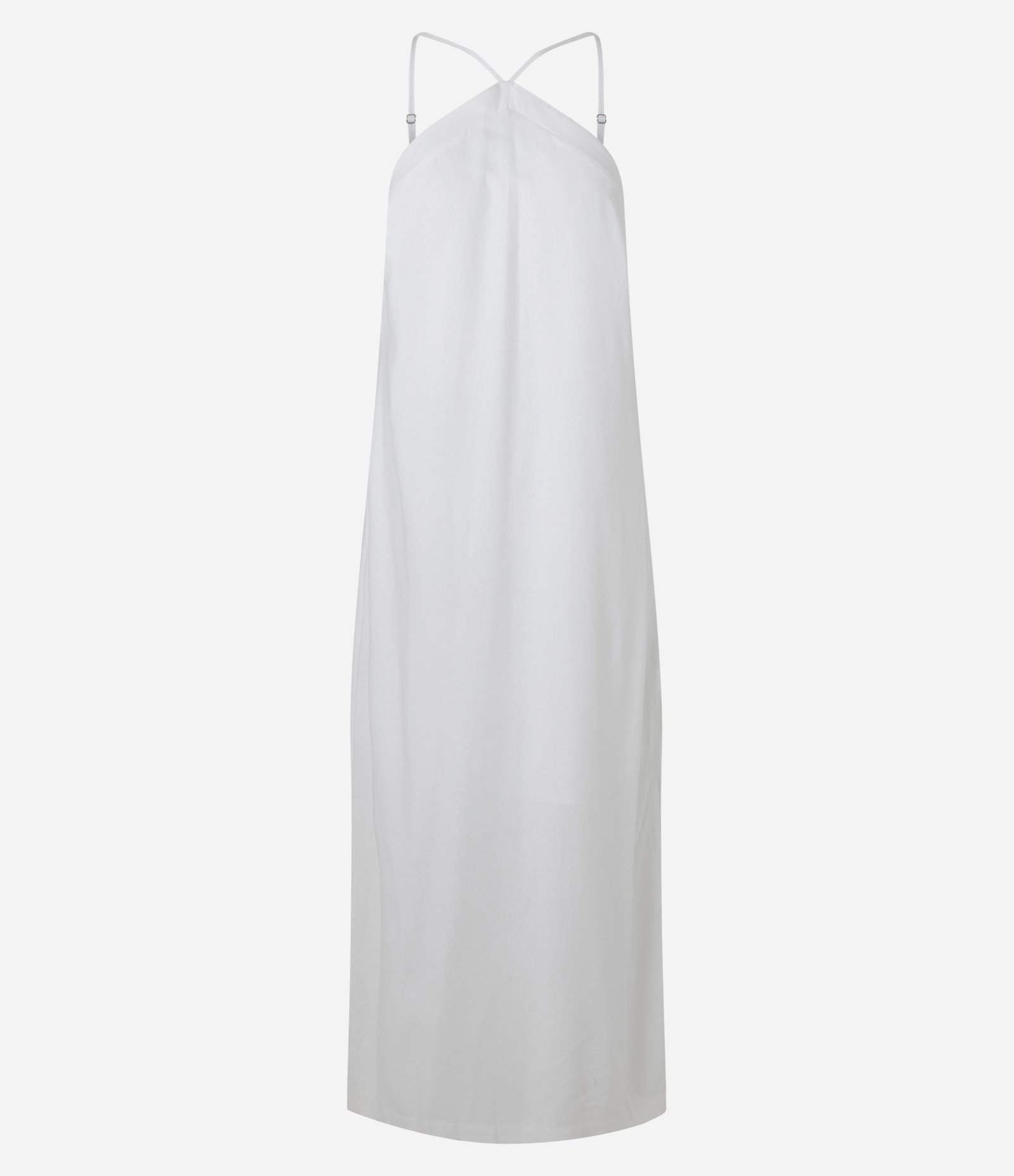 Vestido Midi em Viscolinho com Decote Halter e Fendas Laterais Branco 5