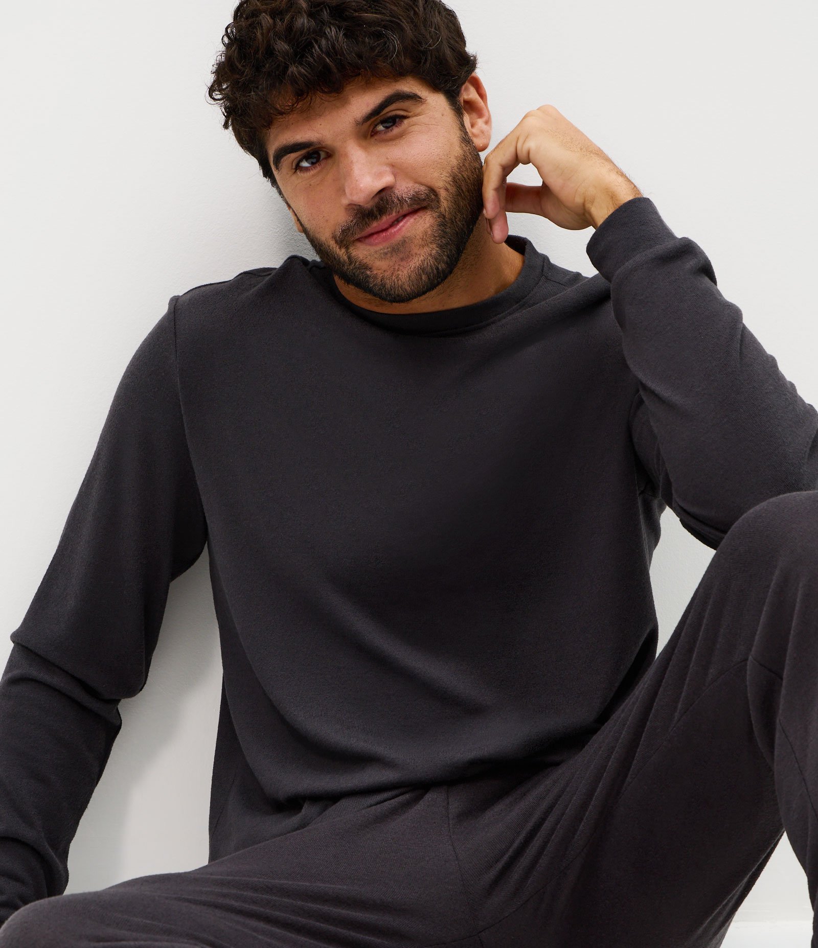 Pijama Longo Tricô Texturizado Preto 1