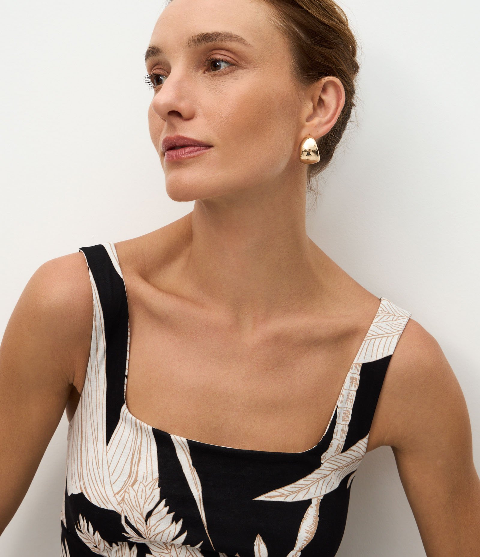 Vestido Longo em Cotton com Estampa Floral Branco/Preto 4