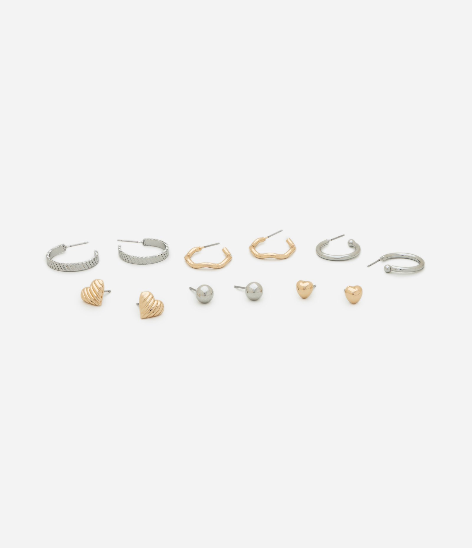 Kit 06 Brincos Metalizados com Formas Diversas Multicores 1