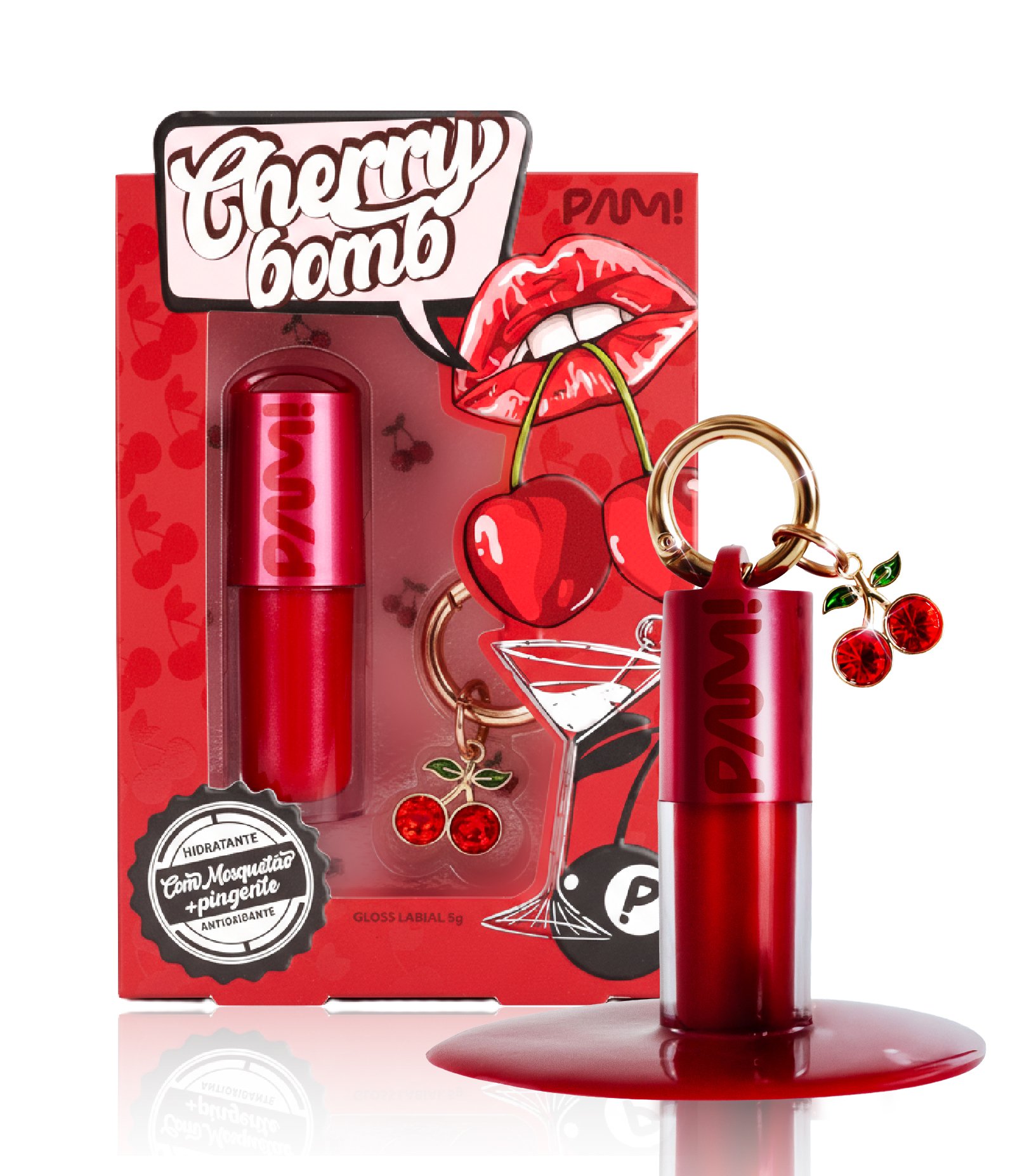 Gloss Labial Cherry Bomb By Pamella Vermelho Cereja 1