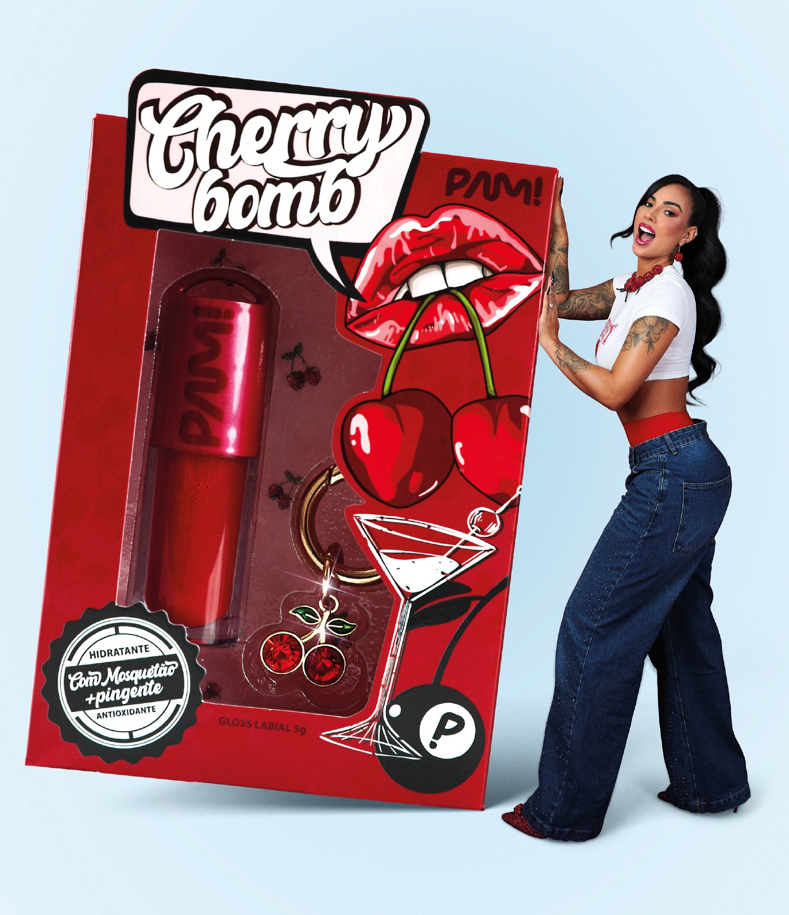 Gloss Labial Cherry Bomb By Pamella Vermelho Cereja 5
