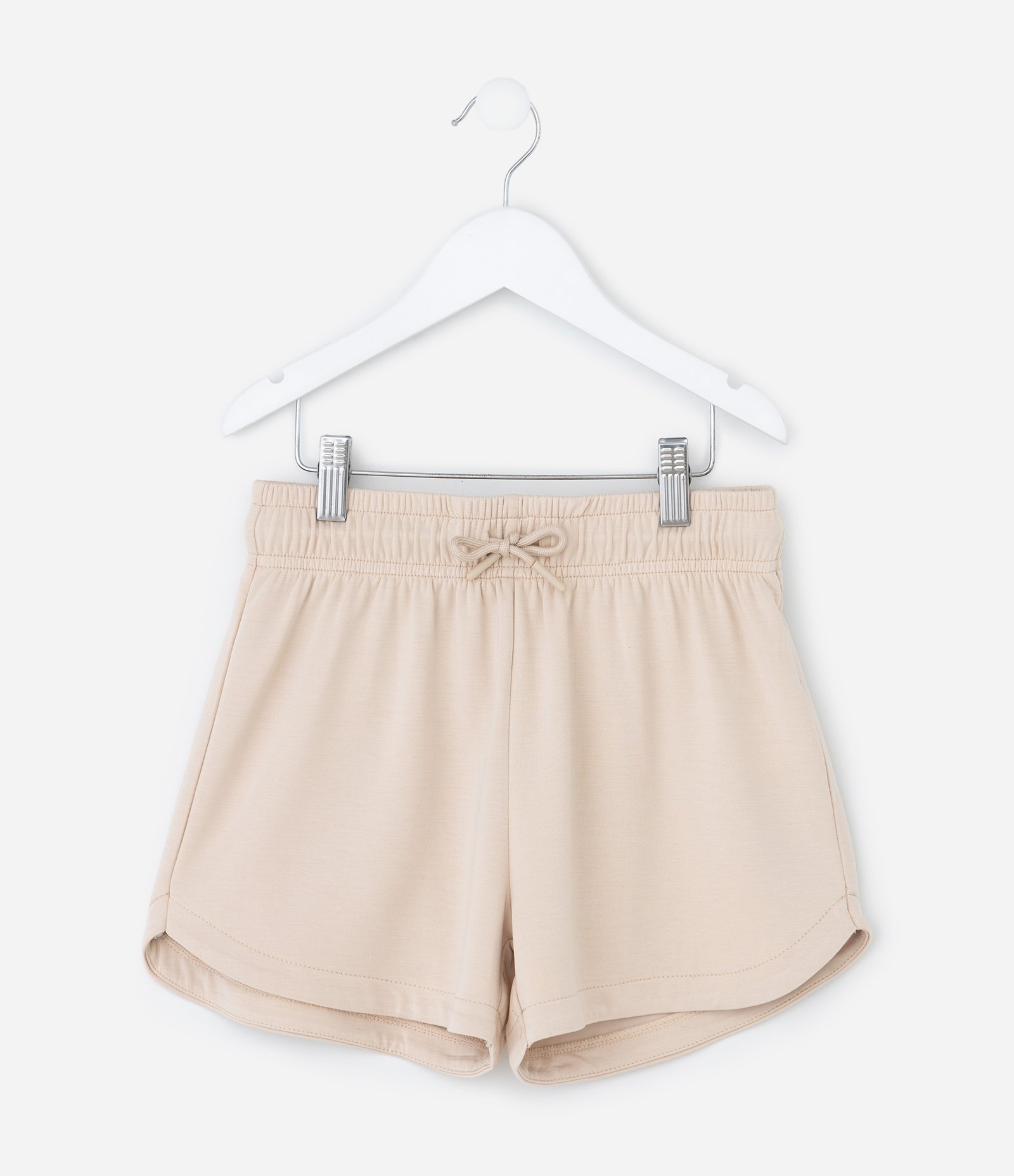 Short Infantil Runner em Moletinho sem Felpa com Amarração Tam - 5 a 14 Anos Bege Claro 1