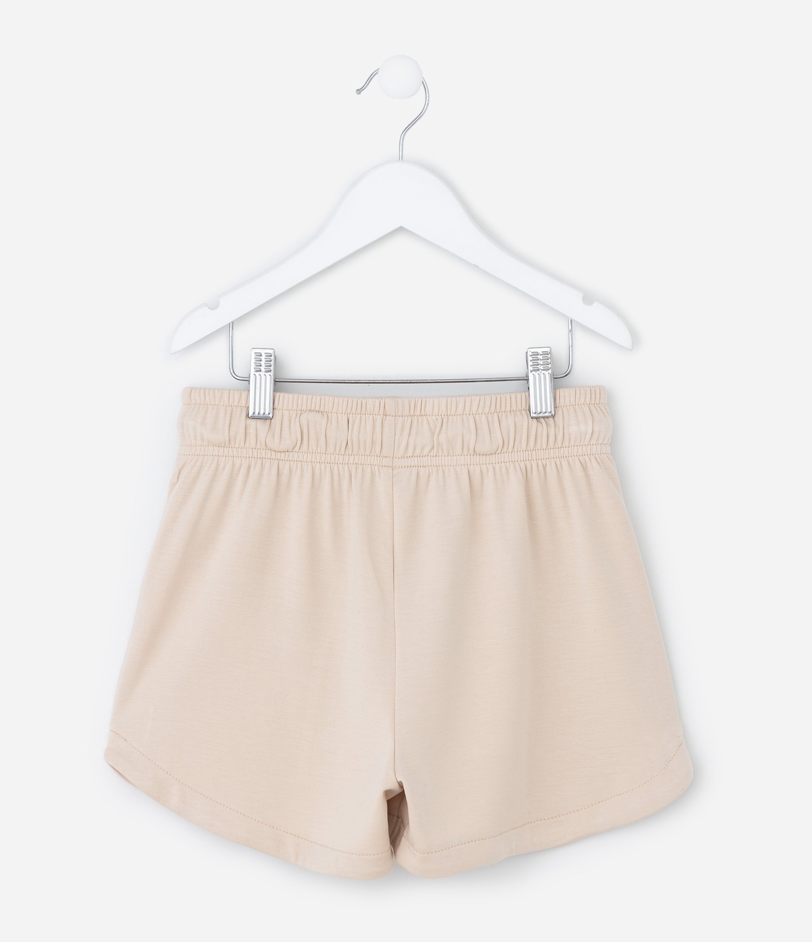 Short Infantil Runner em Moletinho sem Felpa com Amarração Tam - 5 a 14 Anos Bege Claro 2