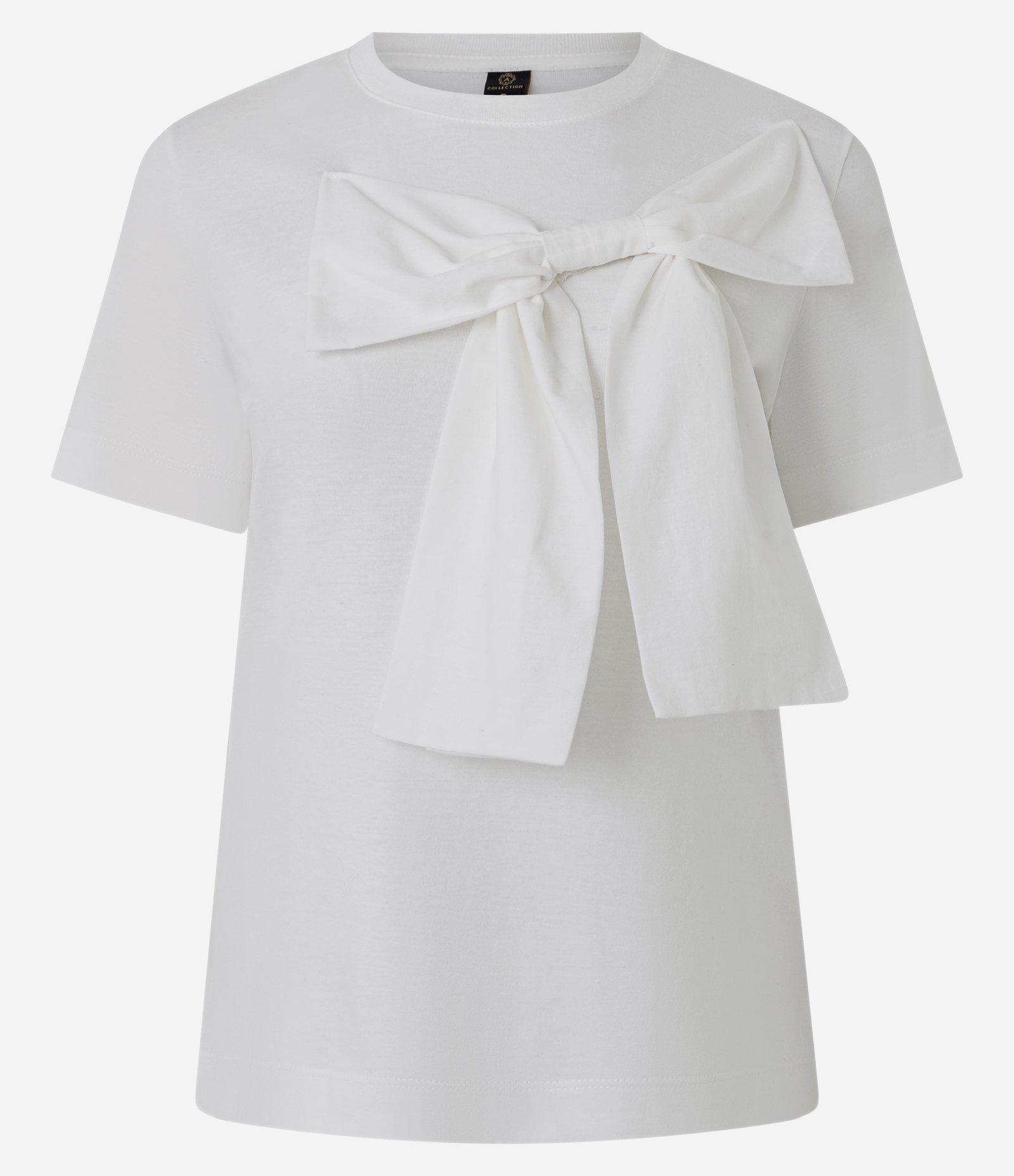Camiseta Manga Curta em Algodão com Laço Grande Branco 4
