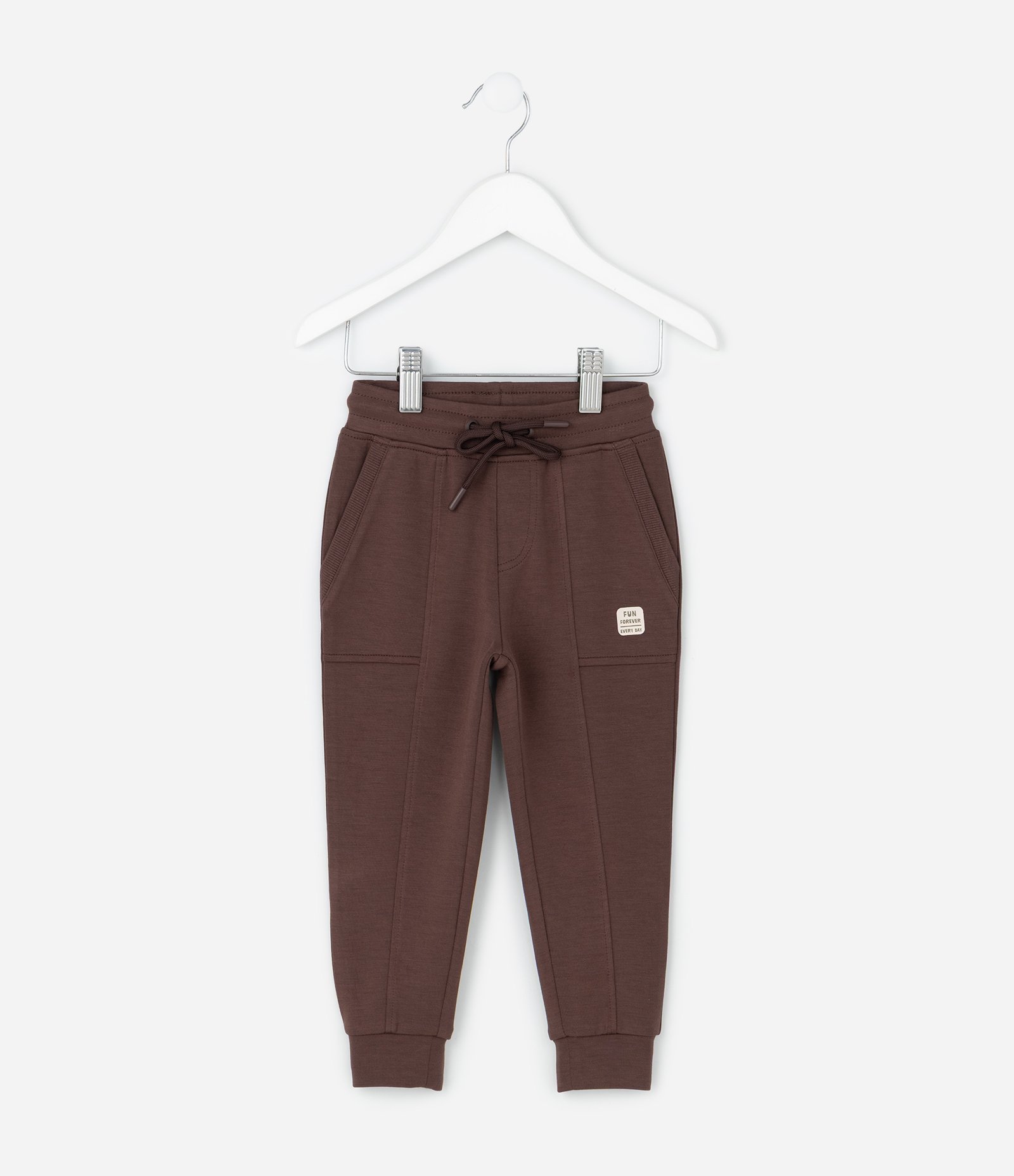 Calça Infantil em Modal com Recortes e Bolsos - Tam 1 a 6 Anos Marrom Escuro 2