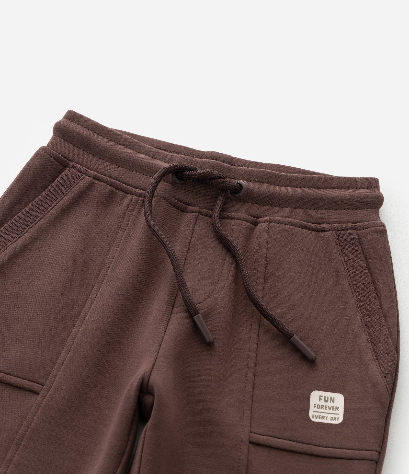 Calça Infantil em Modal com Recortes e Bolsos - Tam 1 a 6 Anos Marrom Escuro 8