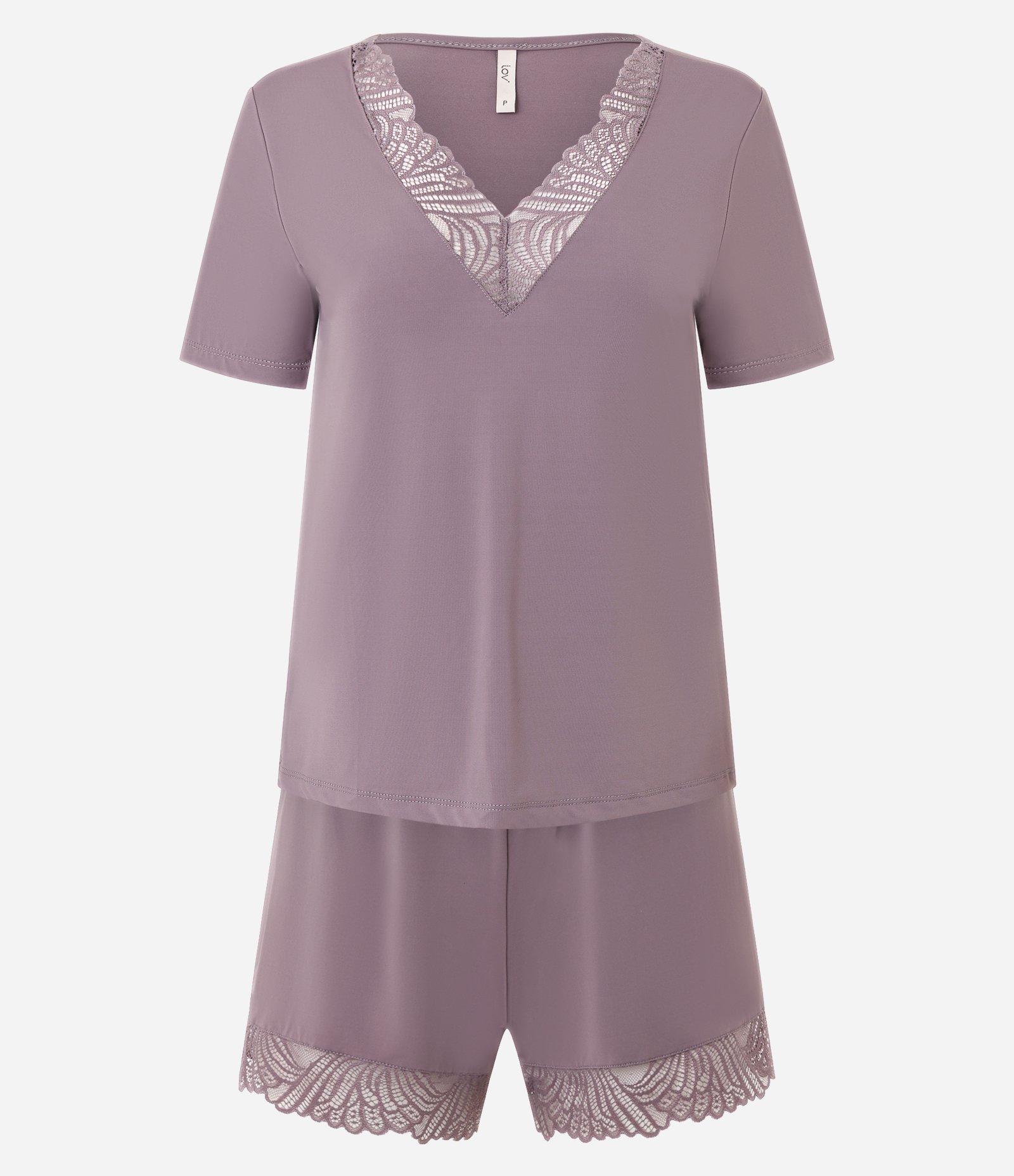 Pijama Short Doll em Microfibra com Detalhes em Renda Roxo 5