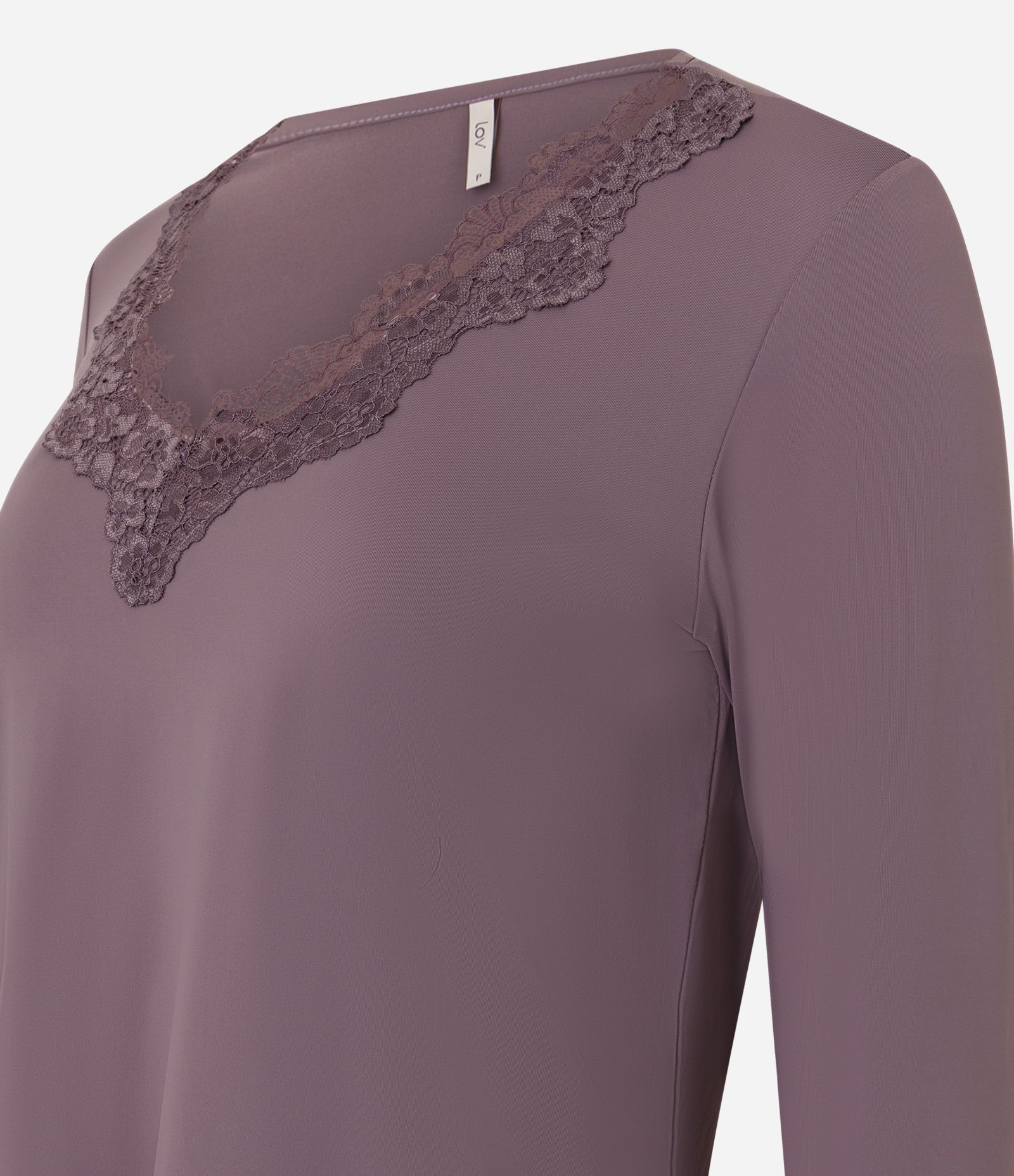 Pijama Longo em Poliamida com Renda no Decote Roxo 7