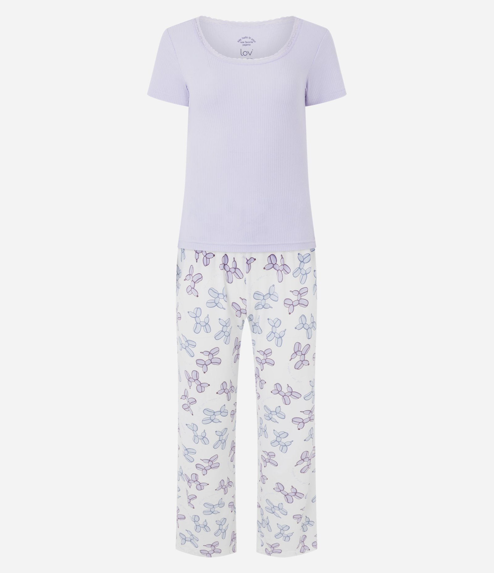 Pijama Longo em Peach Touch com Estampa de Balões Roxo 5