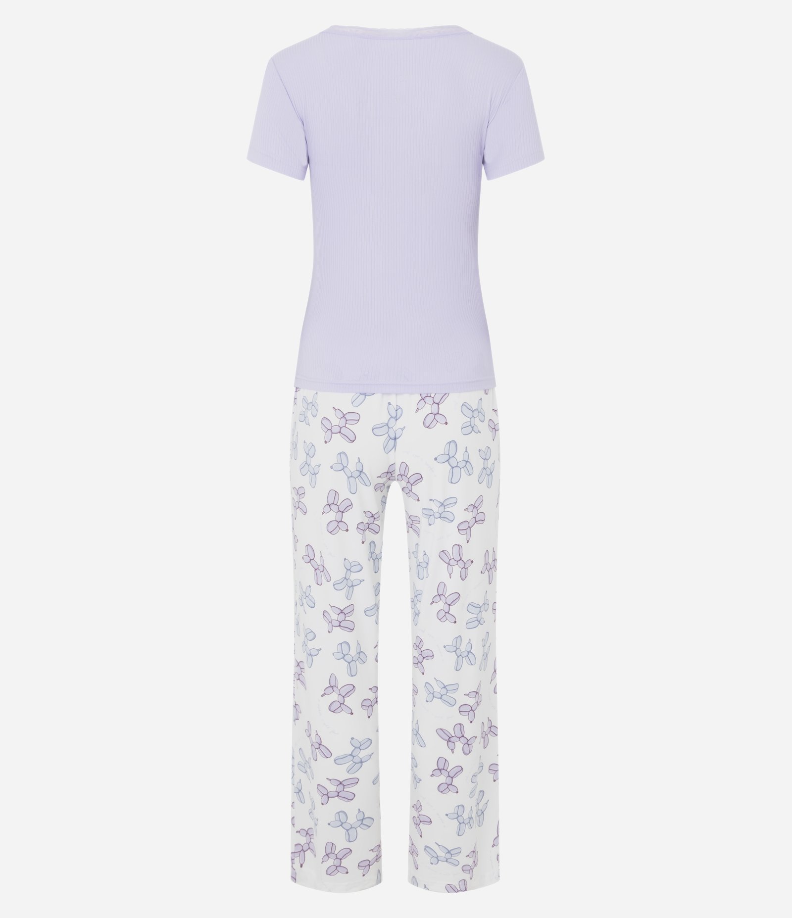 Pijama Longo em Peach Touch com Estampa de Balões Roxo 7
