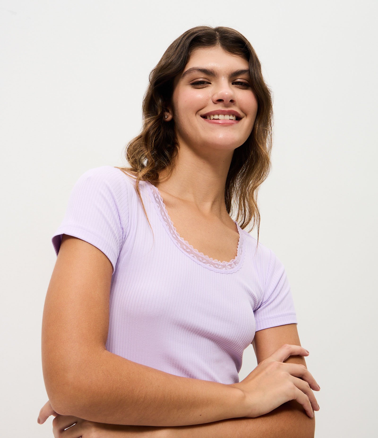 Pijama Longo em Peach Touch com Estampa de Balões Roxo 4