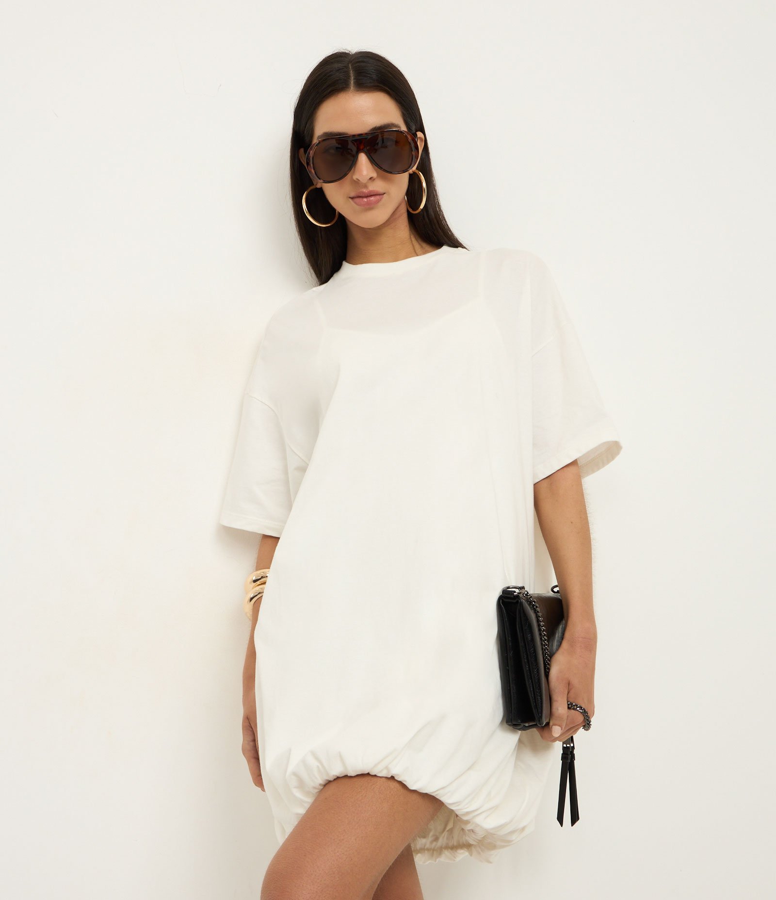 Vestido Estilo Camisetão Balonê Branco 1