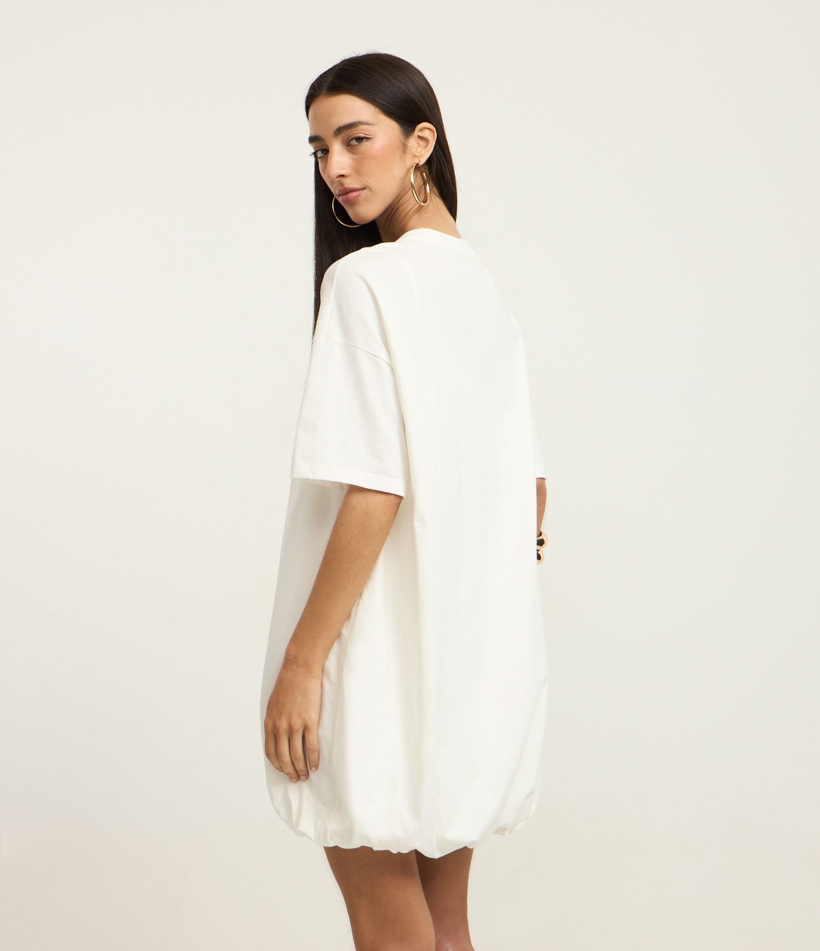 Vestido Estilo Camisetão Balonê Branco 4