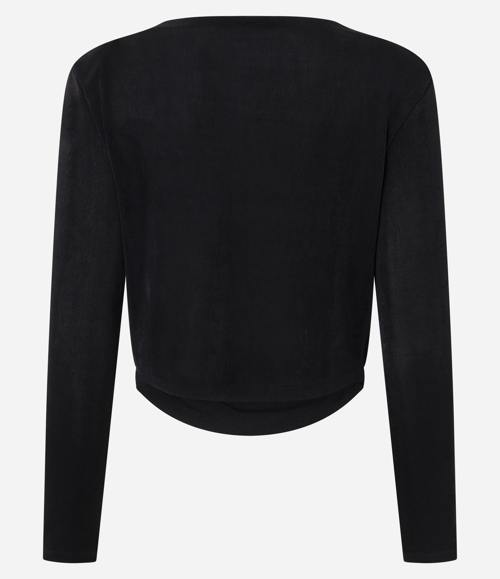 Blusa Manga Longa com Decote Degagê e Ombreiras Preto 7