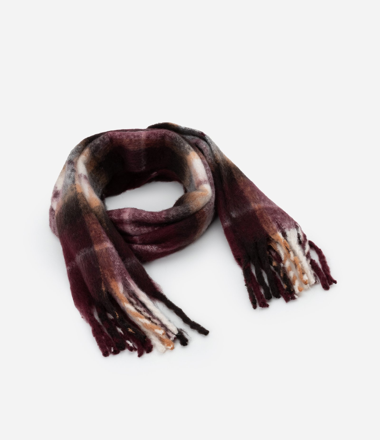 Cachecol em Tricô com Estampa Xadrez Vermelho 2