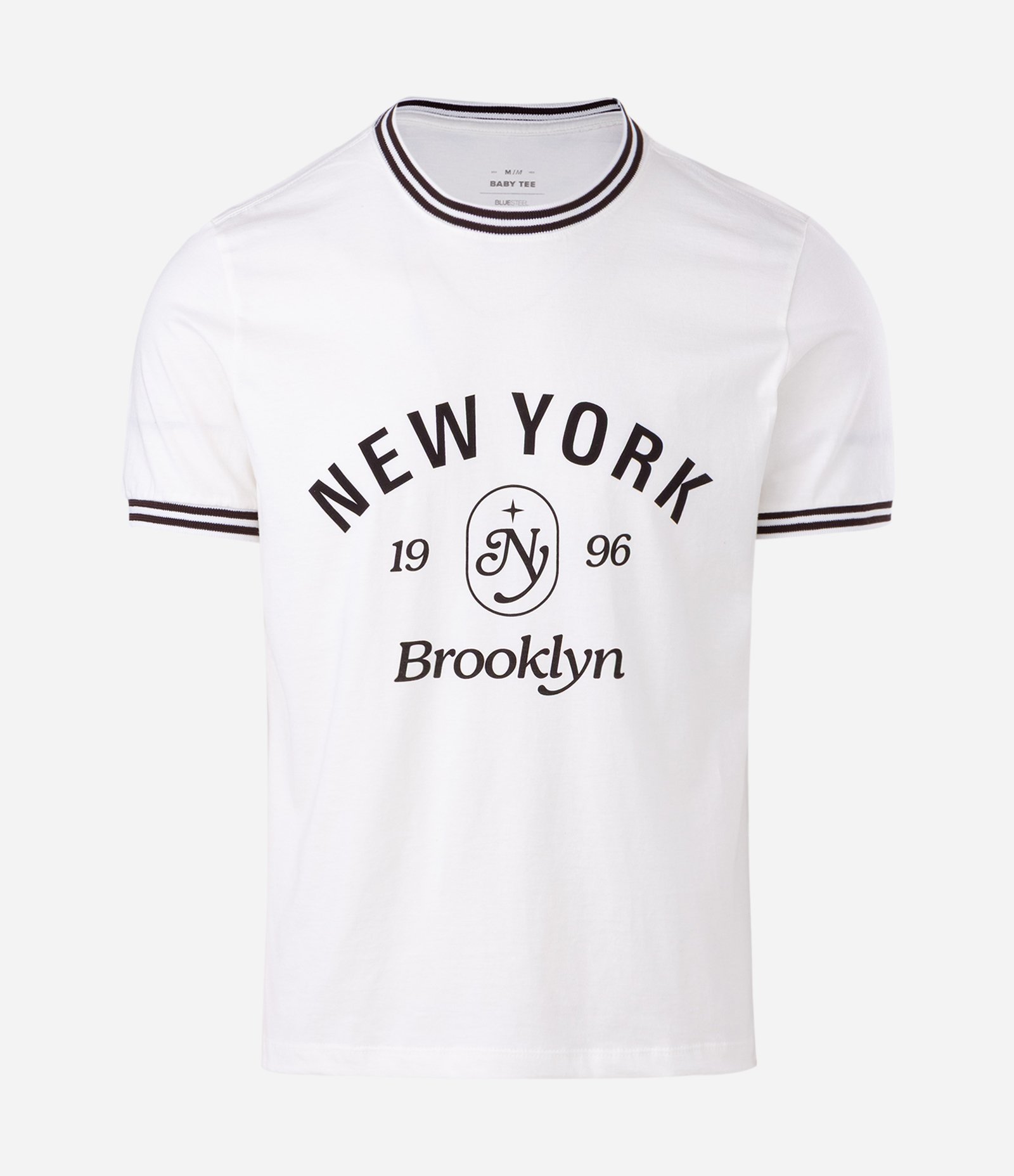 Camiseta Manga Curta em Algodão com Lettering New York 96 Branco 4