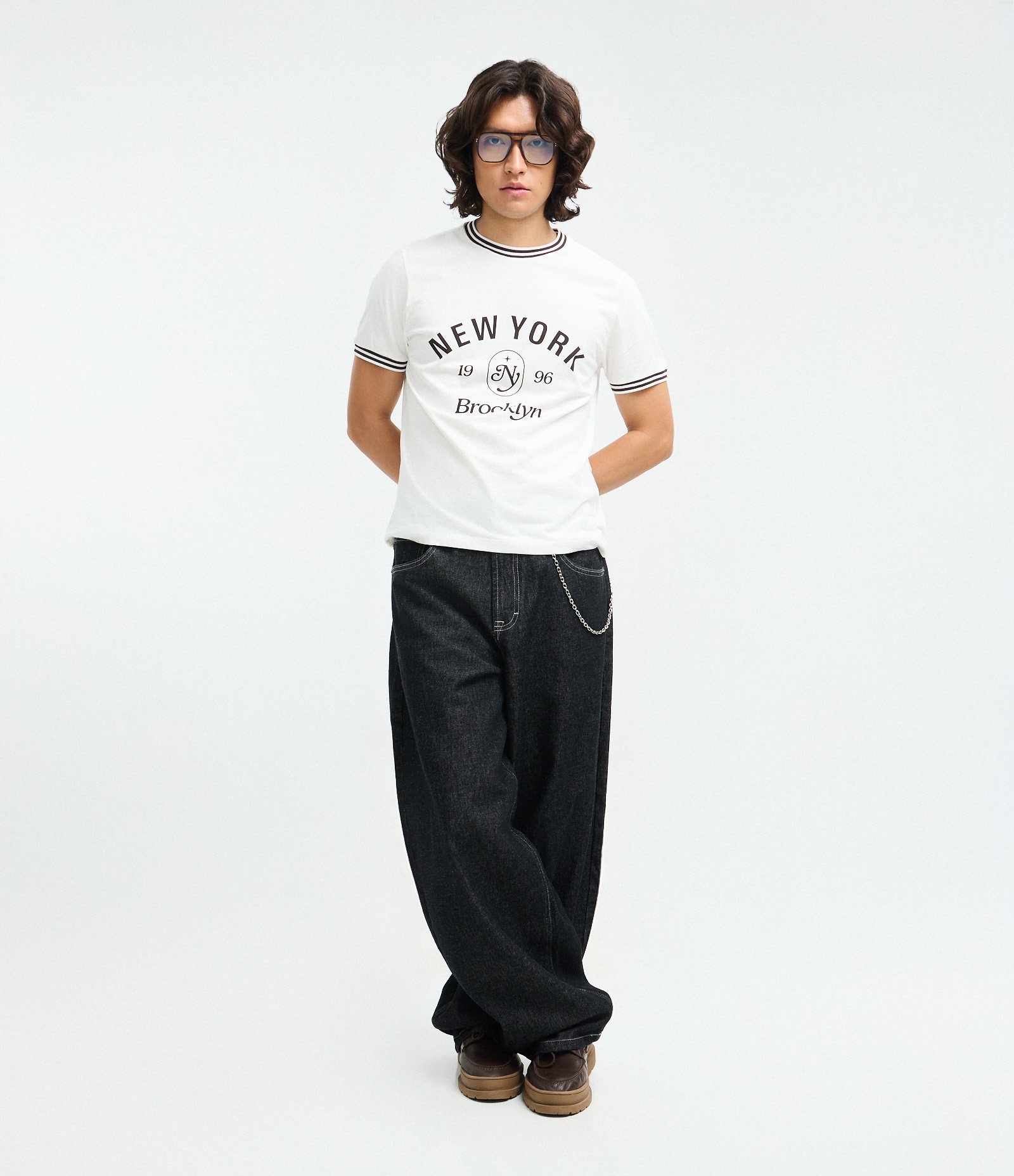 Camiseta Manga Curta em Algodão com Lettering New York 96 Branco 2