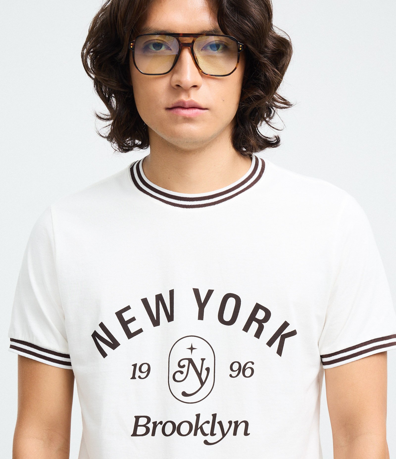 Camiseta Manga Curta em Algodão com Lettering New York 96 Branco 3