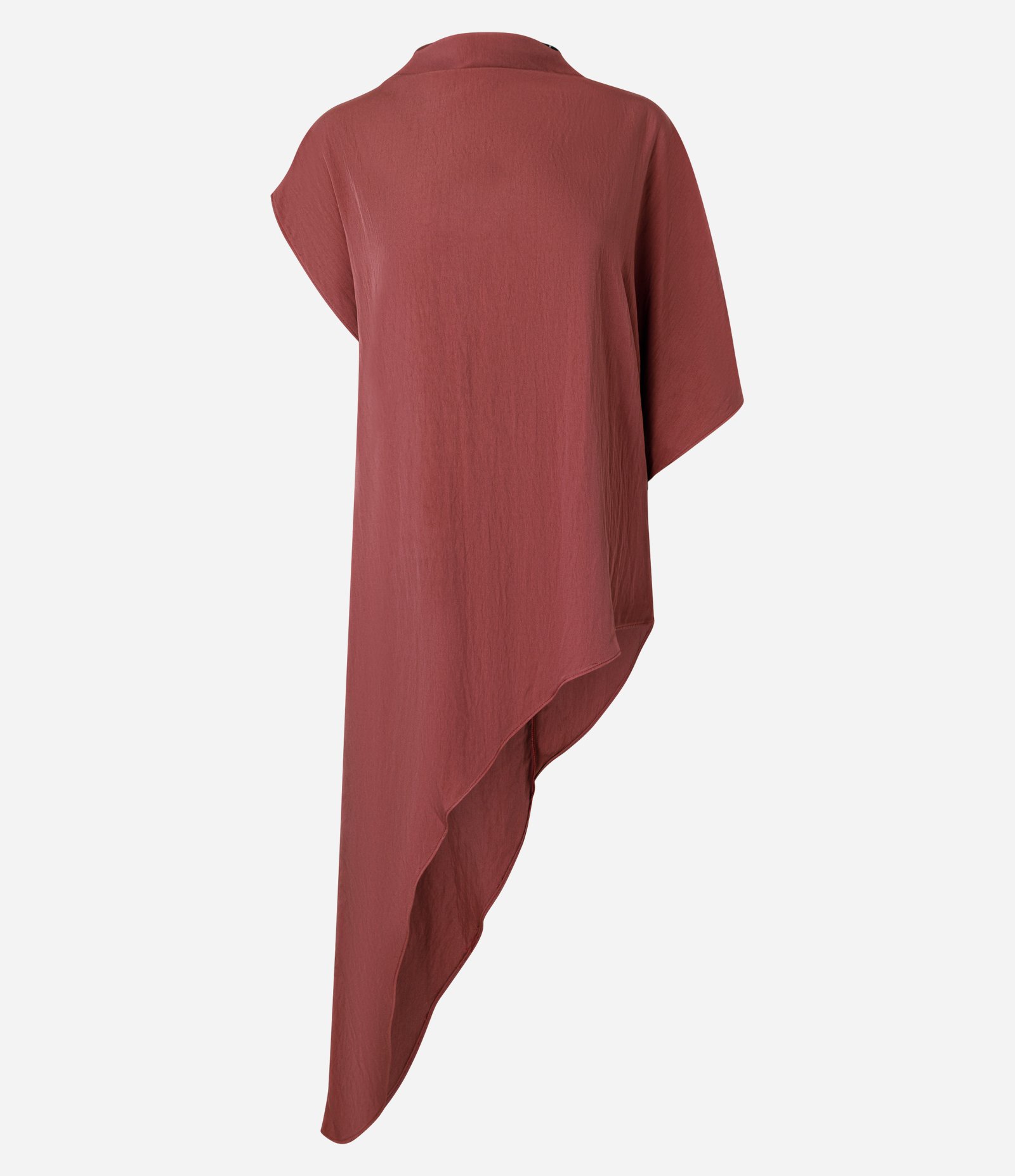 Blusa Alongada Alfaiatada em Viscose com Barra Assimétrica Telha 1