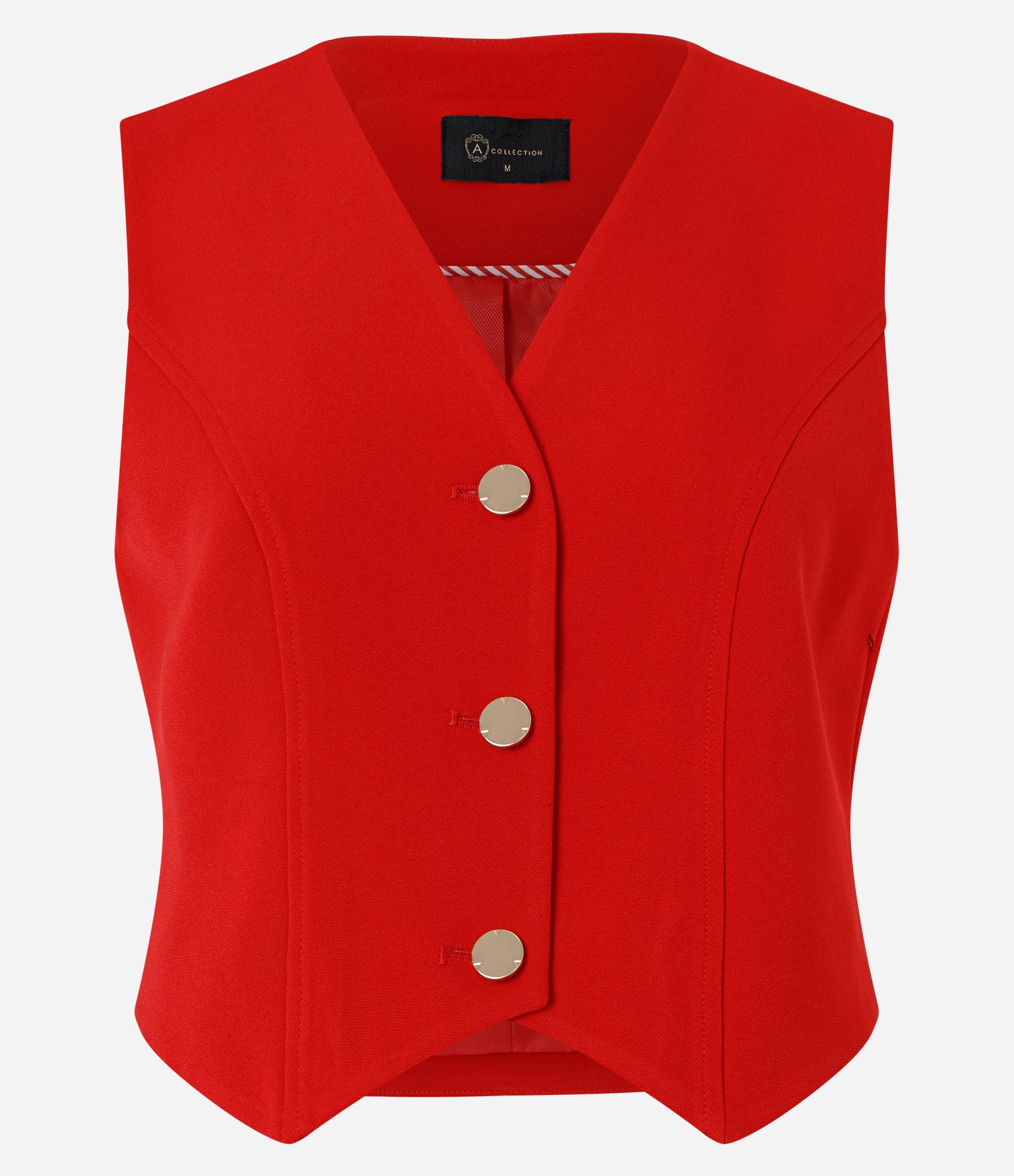 Colete em Crepe com Abotoamento e Decote V Vermelho 1