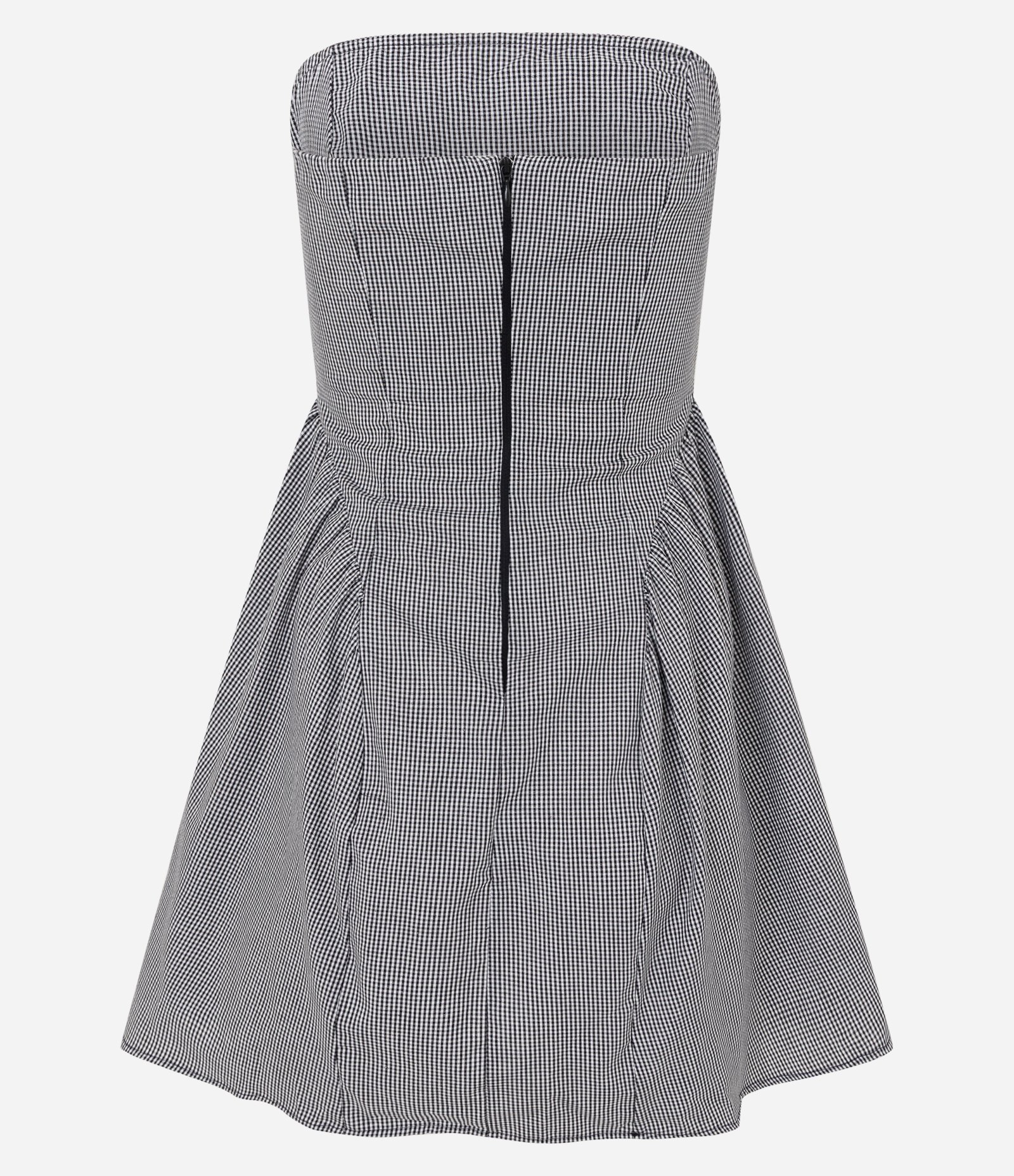 Vestido Curto Tomara que Caia em Algodão com Estampa Xadrez Preto/Branco 2