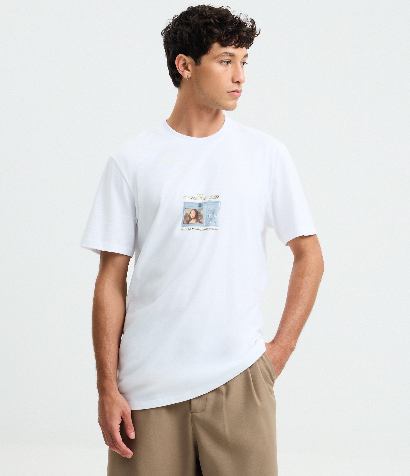 Camiseta Comfort em Algodão com Estampa Classic Captures Monalisa Branco 1