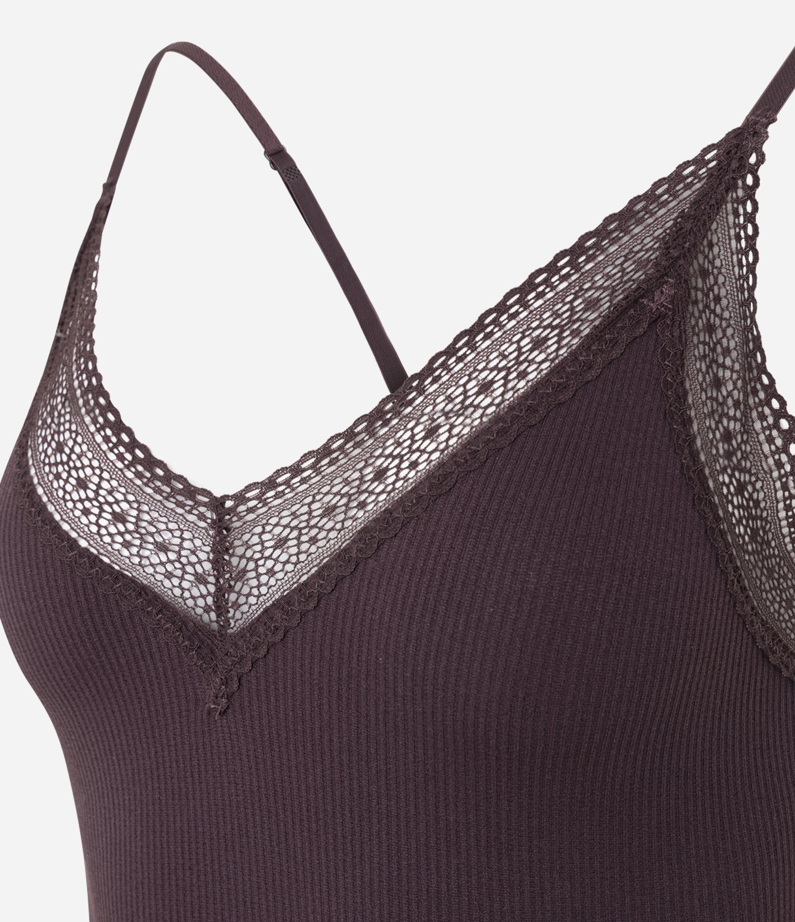 Blusa de Pijama Seamless com Rendinha Bordô 5