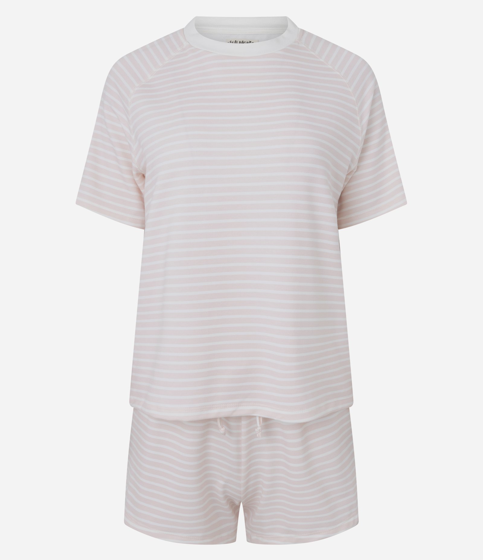 Pijama Curto em Moletom com Estampa Listrada Rosa 1