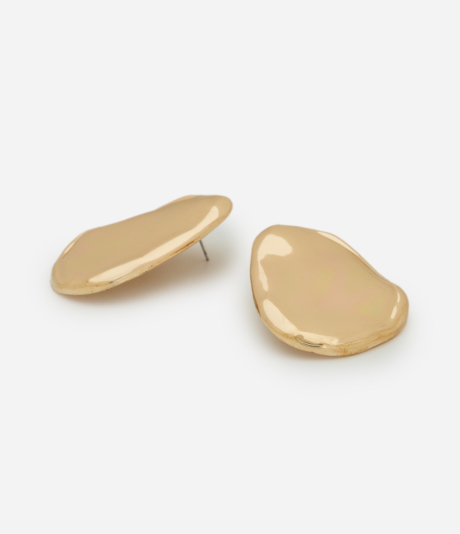 Brinco Botão Orgânico em Metal Dourado 3