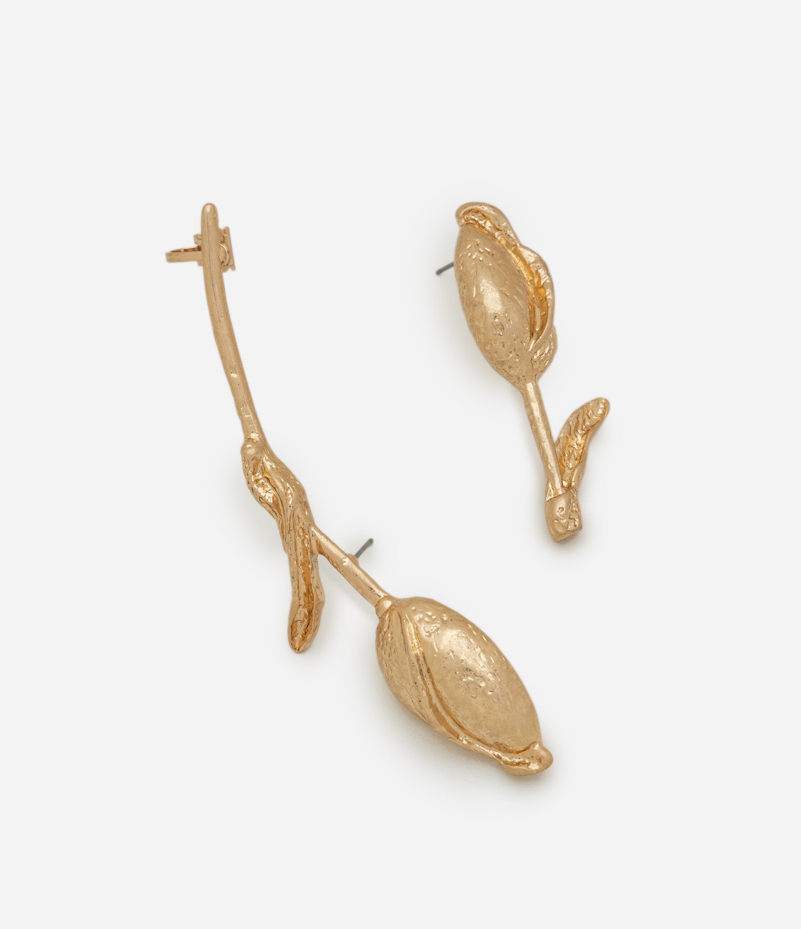 Brincos Ear Cuff em Metal com Design de Tulipa Dourado 2
