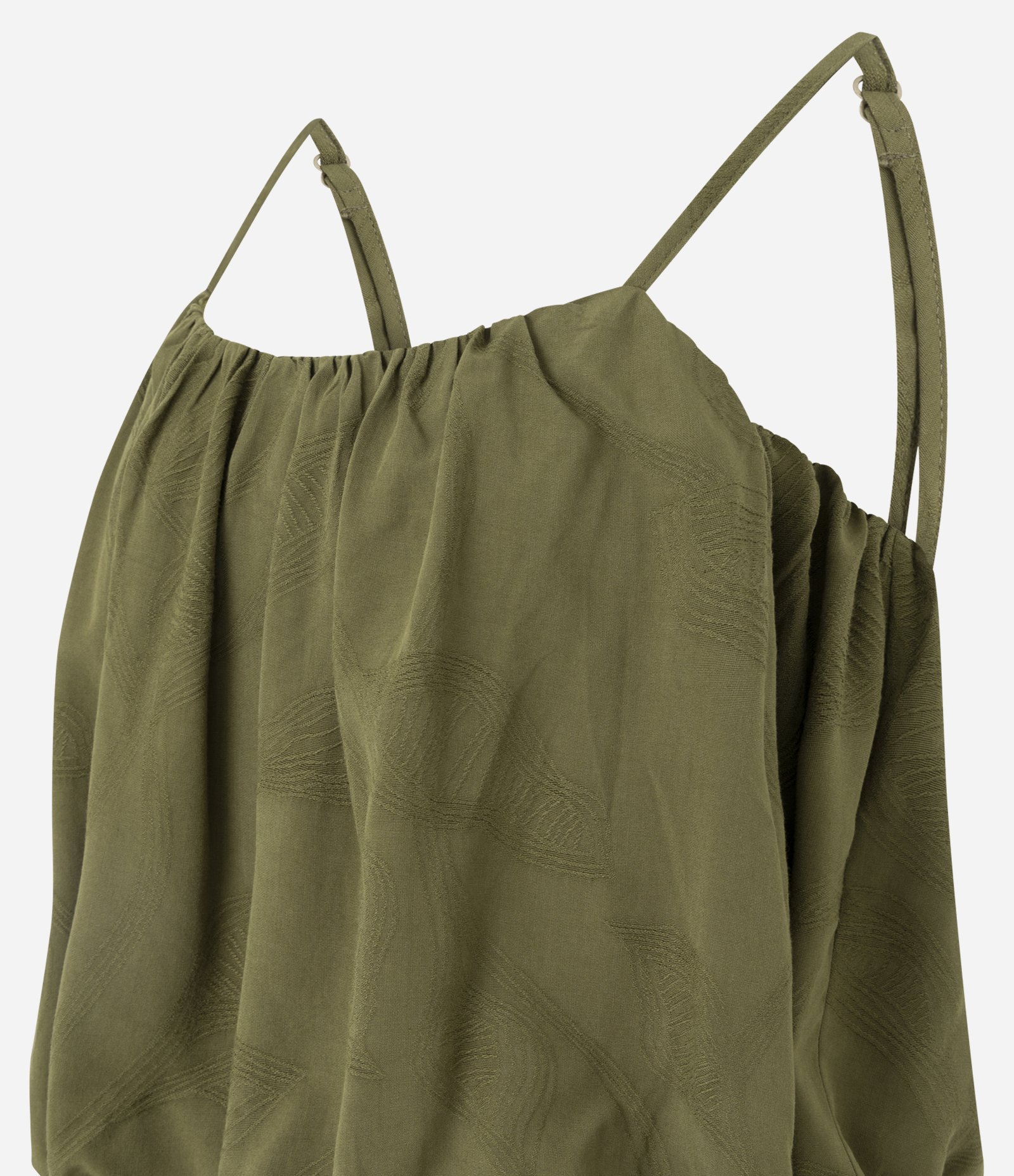 Blusa Balonê em Jacquard Floral com Alças Finas Reguláveis Verde 2