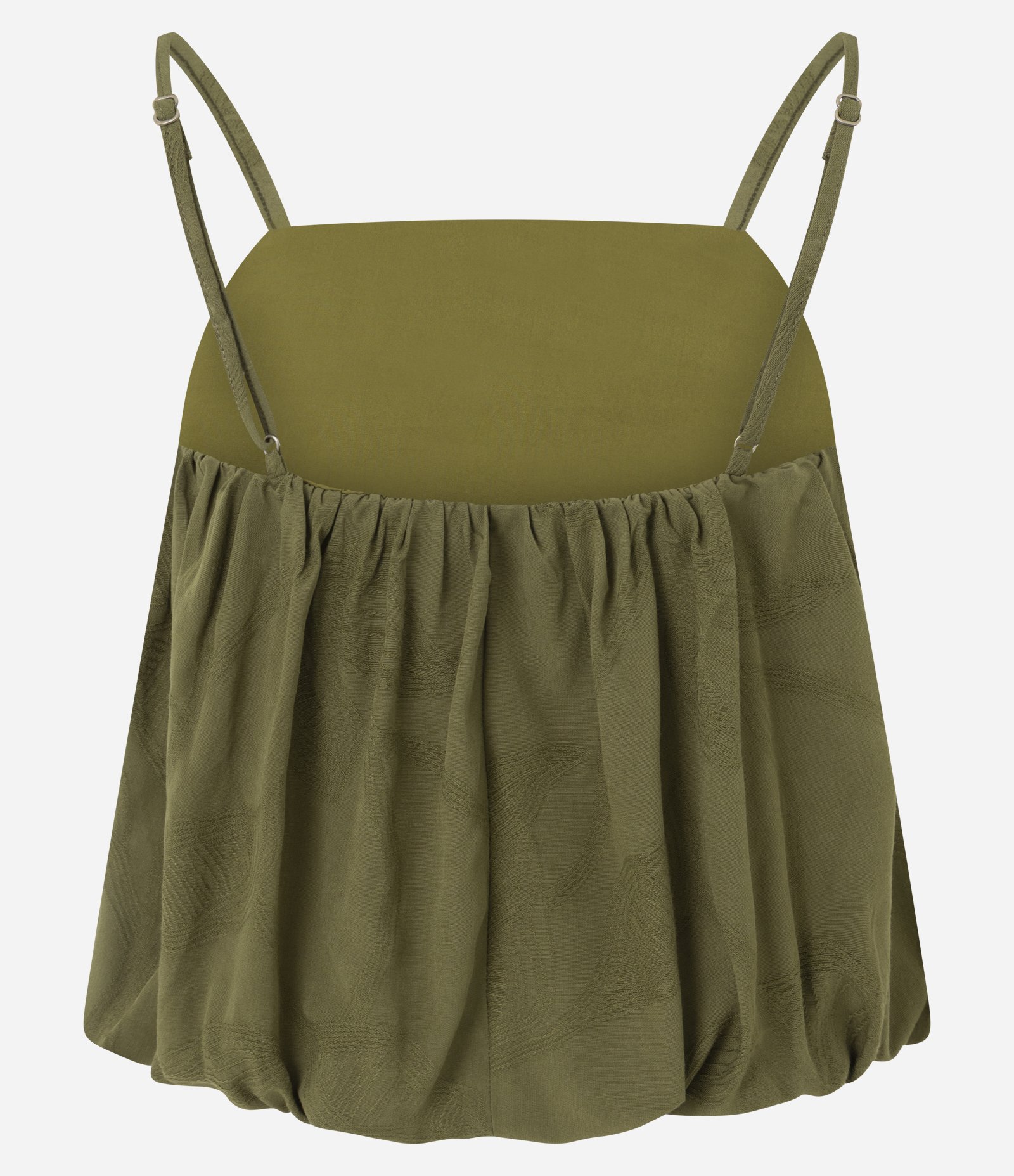 Blusa Balonê em Jacquard Floral com Alças Finas Reguláveis Verde 3