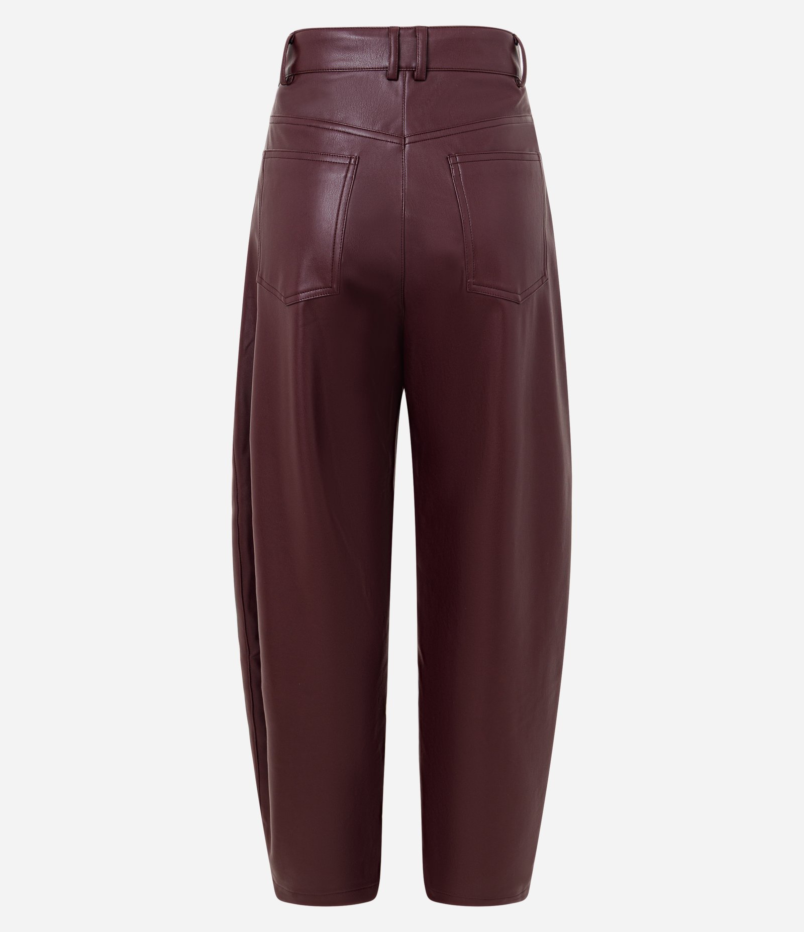 Calça Barrel em PU com Cintura Alta Vinho 6