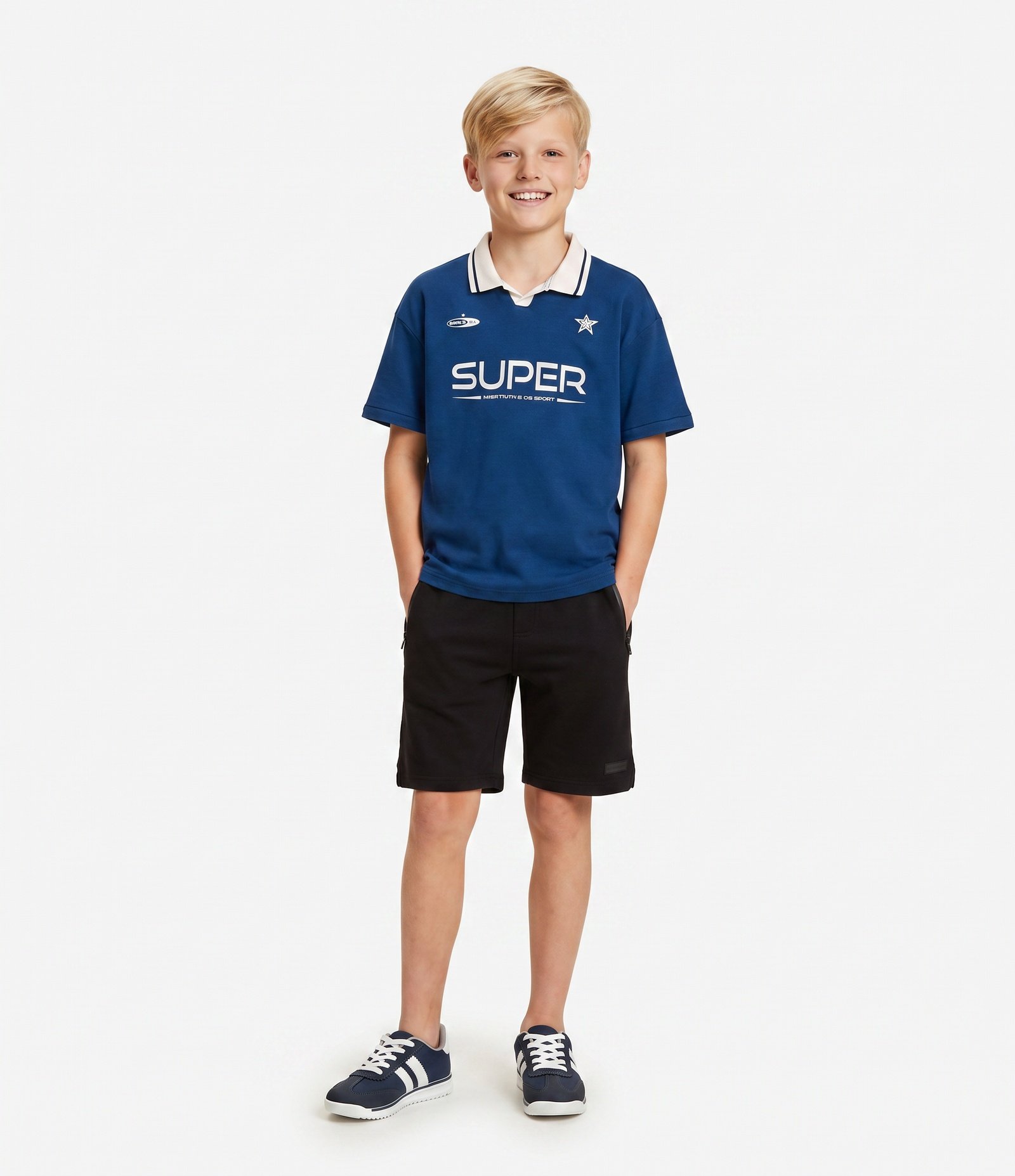 Bermuda Infantil em Moletom com Bolso com Zíper - Tam 5 a 14 Anos Preto 1