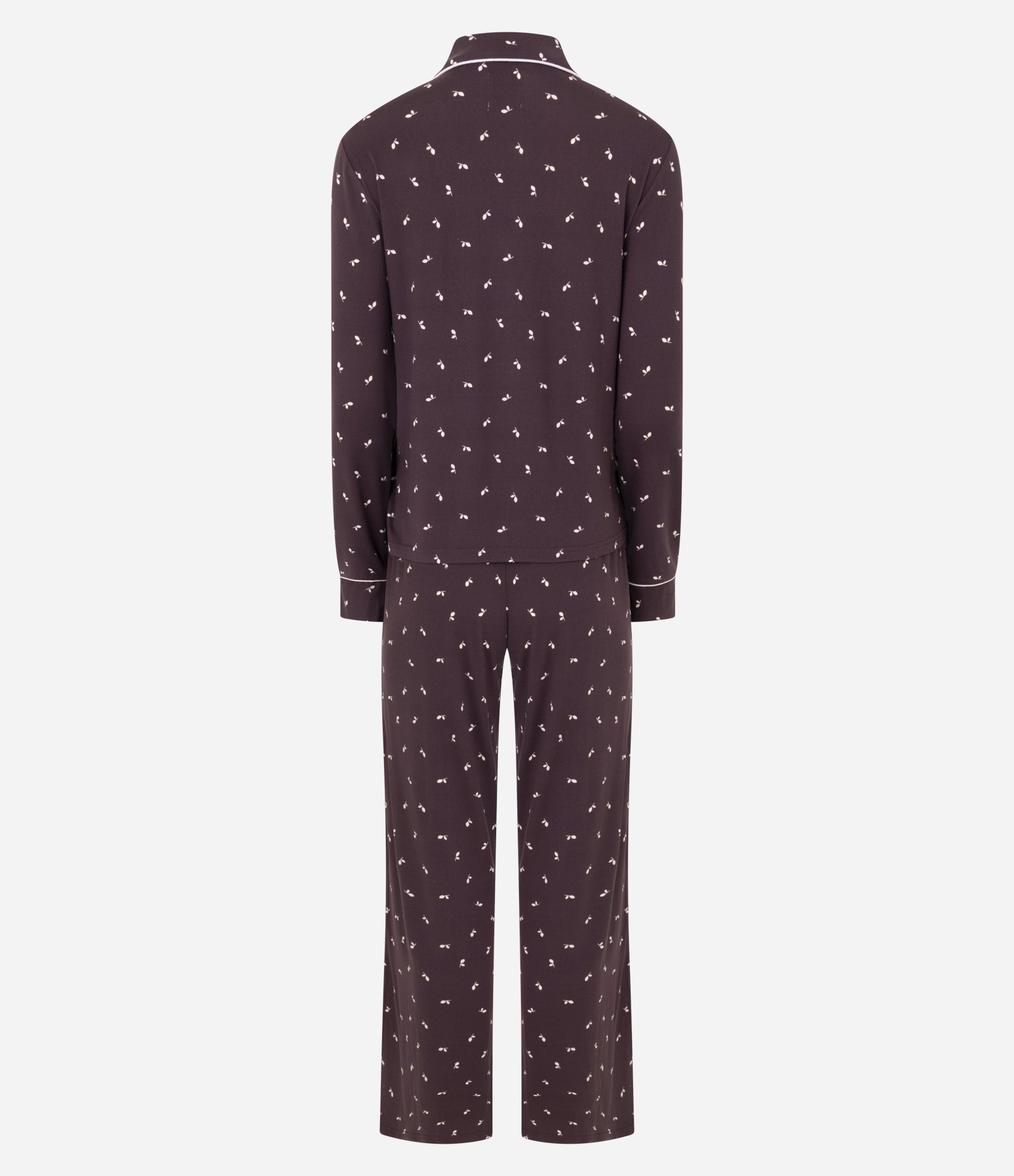Pijama Longo Americano em Peach Touch com Estampa de Borboletas Marrom 7