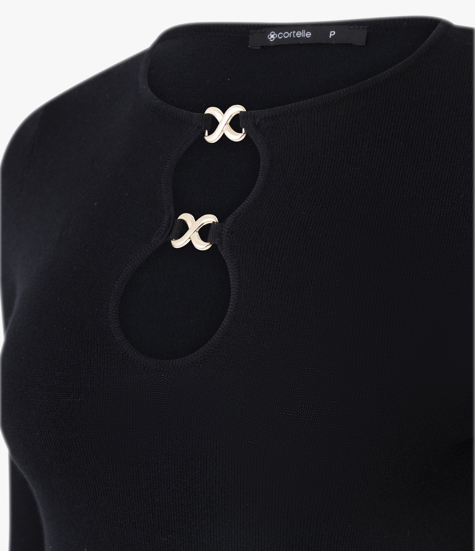 Blusa Regular em Tricô com Aviamento no Decote Preto 6