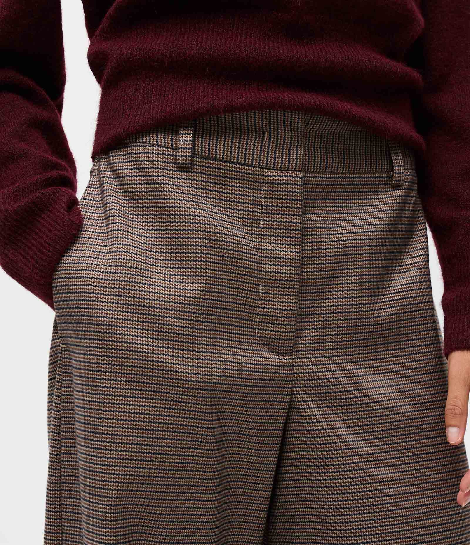 Calça Barrel Alfaiatada Xadrez Marrom 3