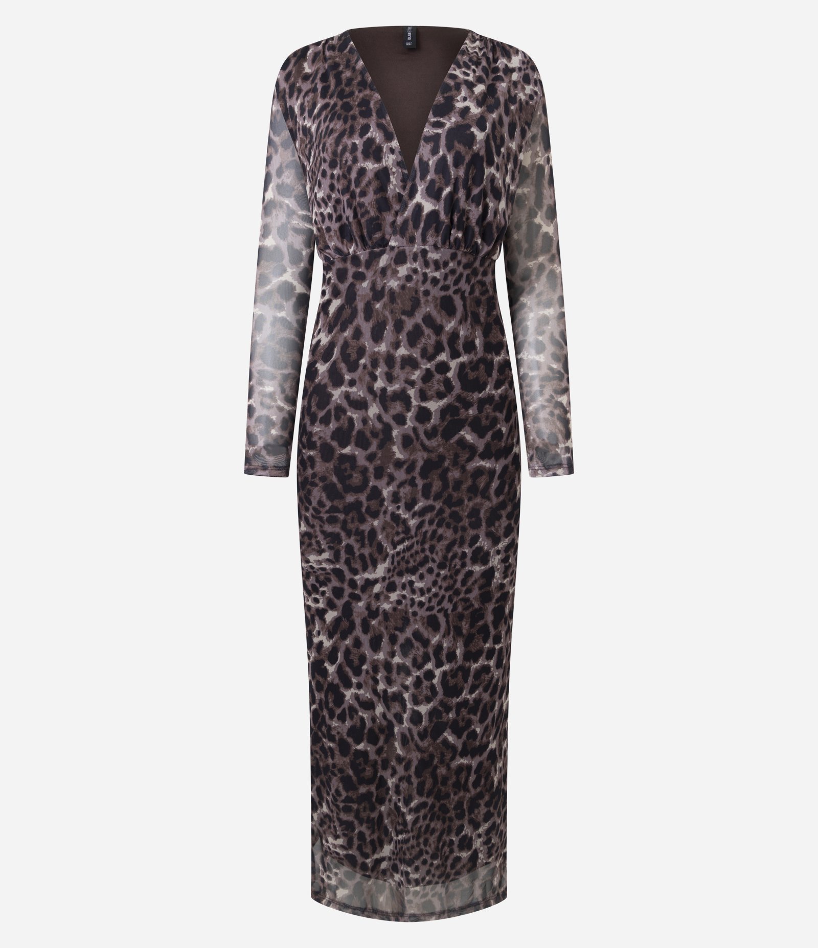 Vestido Animal Print em Tule com Manga Longa Marrom 5