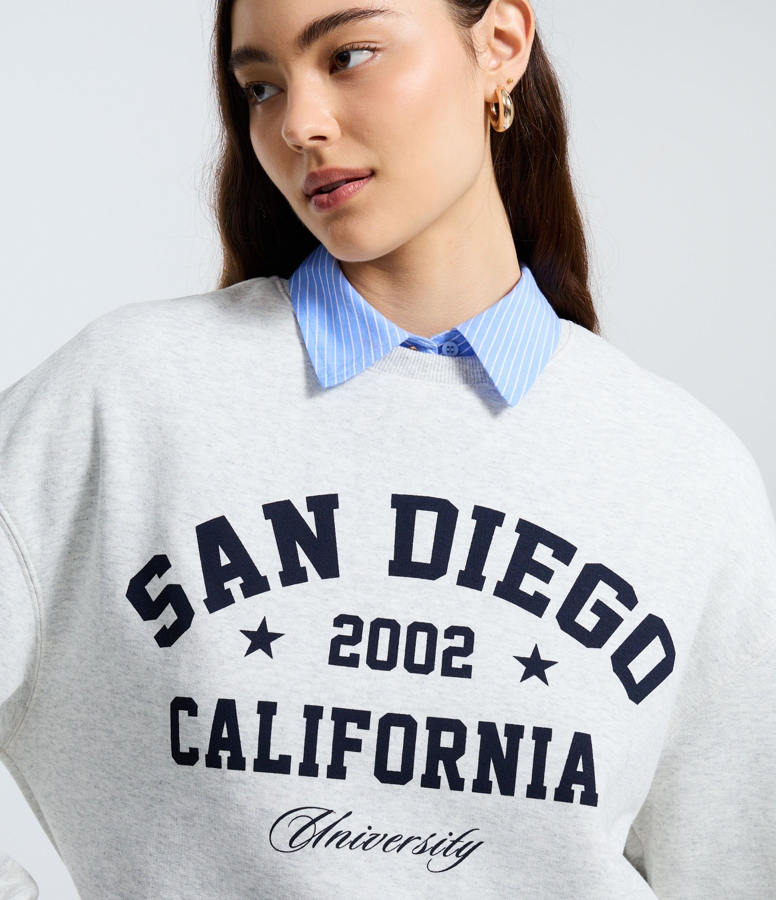 Casaco Fechado College em Moletinho com Lettering San Diego Cinza 4