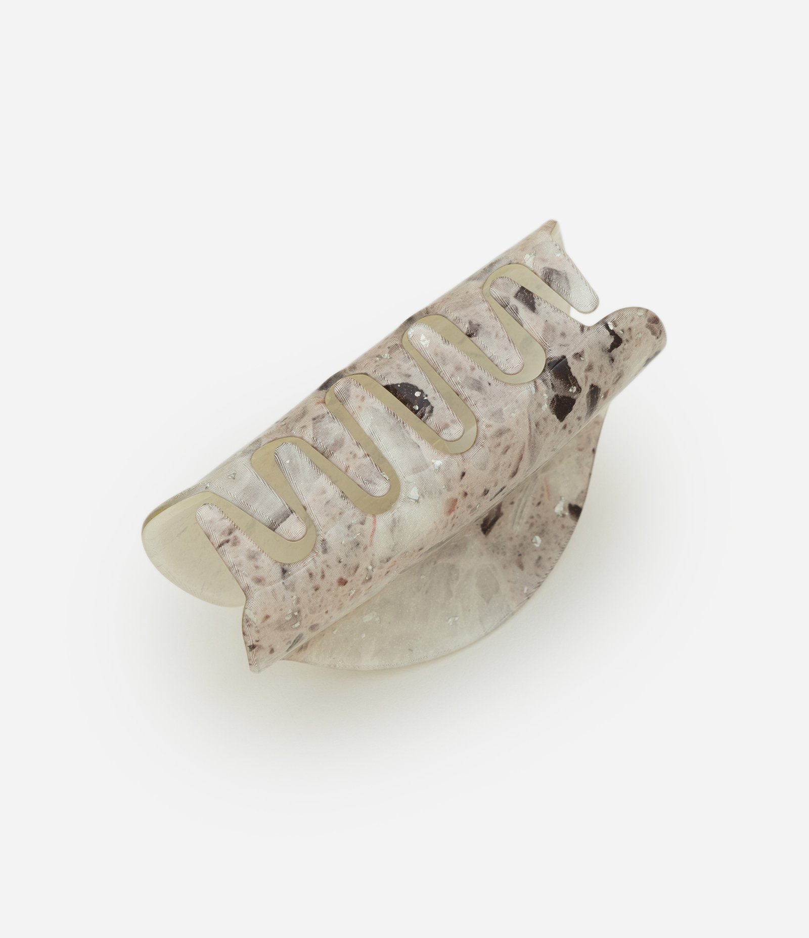 Piranha de Cabelo com Estampa Marmorizada Bege 2