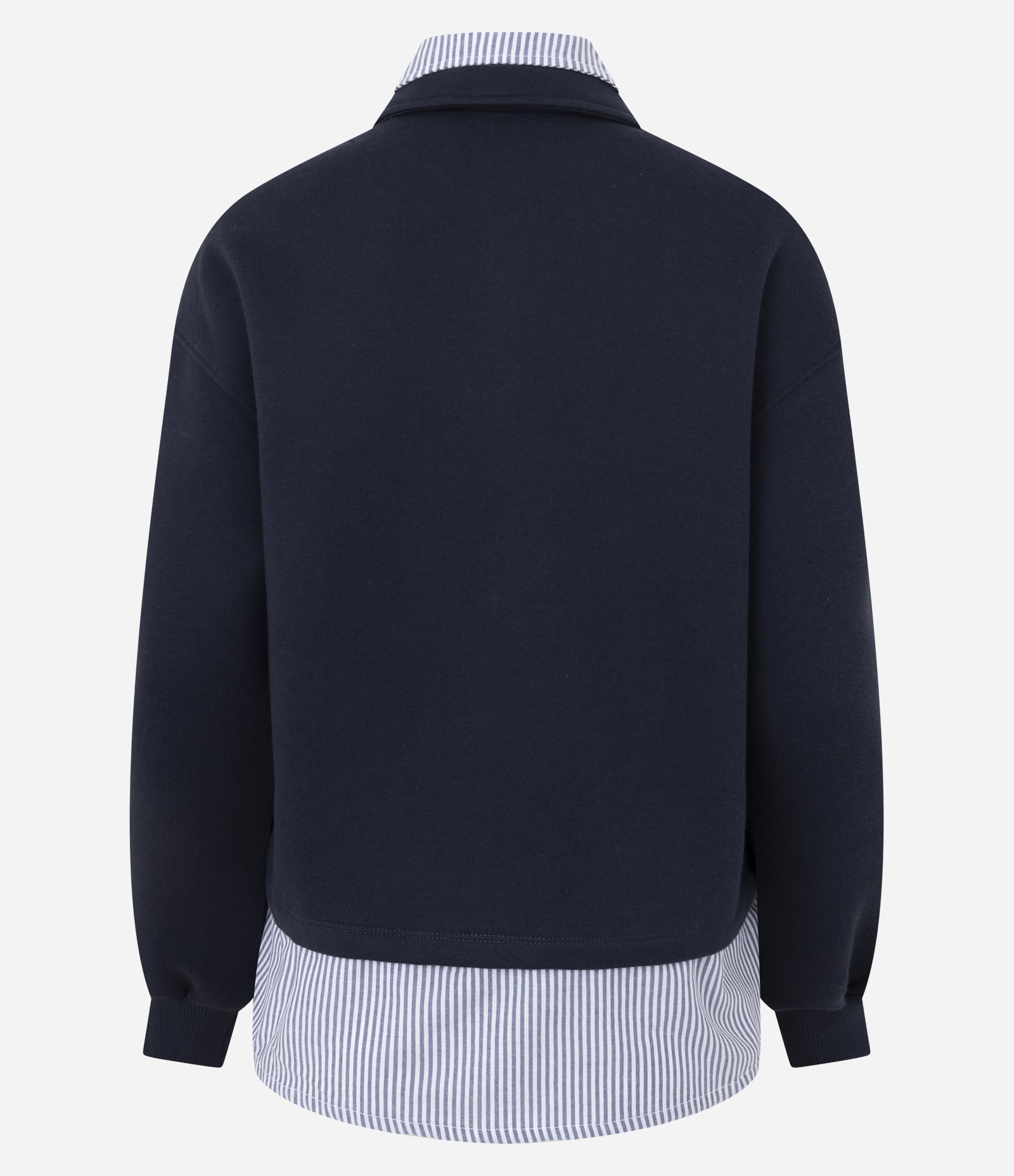 Blusão Alongado em Moletom com Gola Polo Azul 5