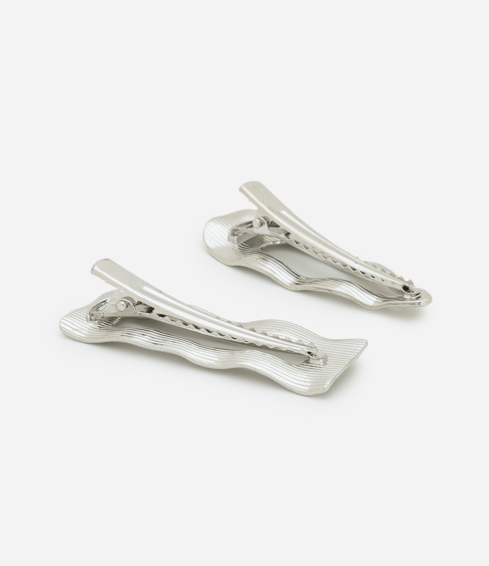 Kit 02 Presilhas de Cabelo com Formatos Orgânicos Prata 2