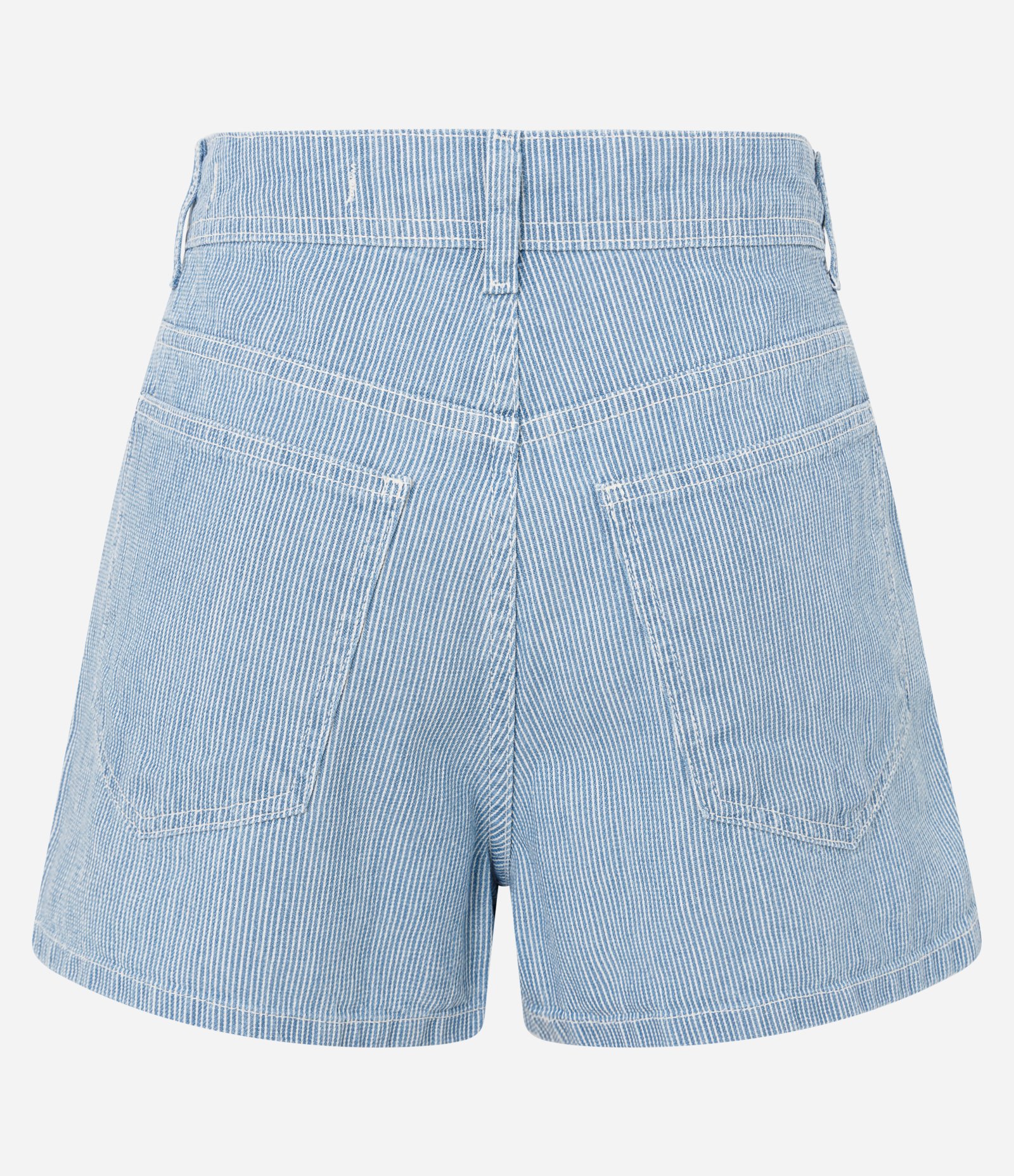 Short Saia Listrado sem Sarja com Passantes e Bolsos Azul 2