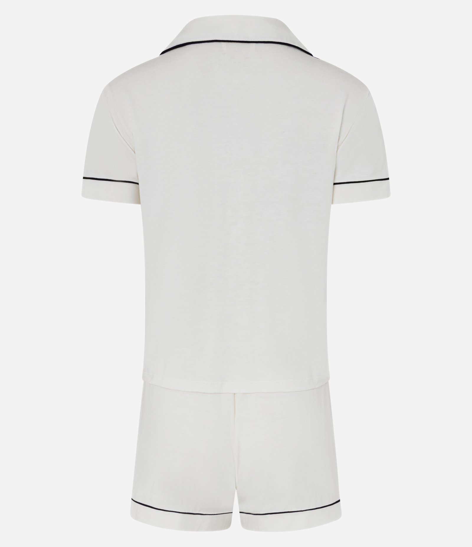 Pijama Americano em Viscolycra com Pipping Contrastante Branco 2