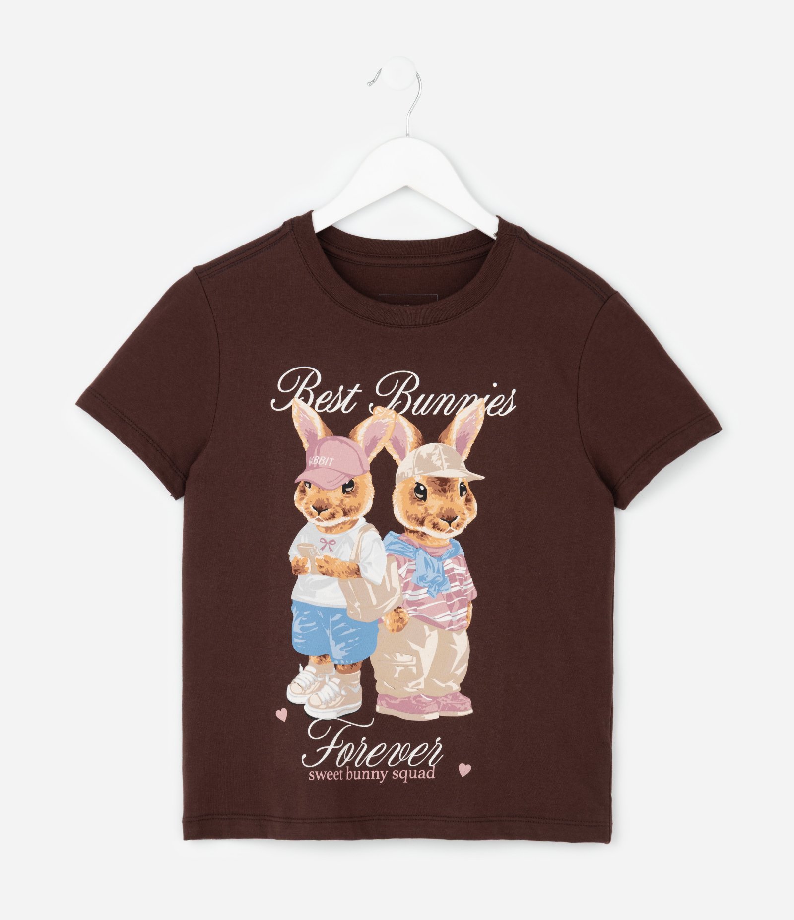 Camiseta Infantil com Estampa de Coelhos – Tam 5 a 14 Anos Marrom 1